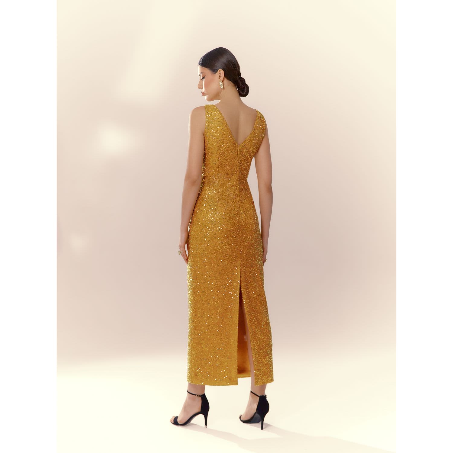 yellow dress with sequins Nylah Drop Waist Sequin Mini Dress