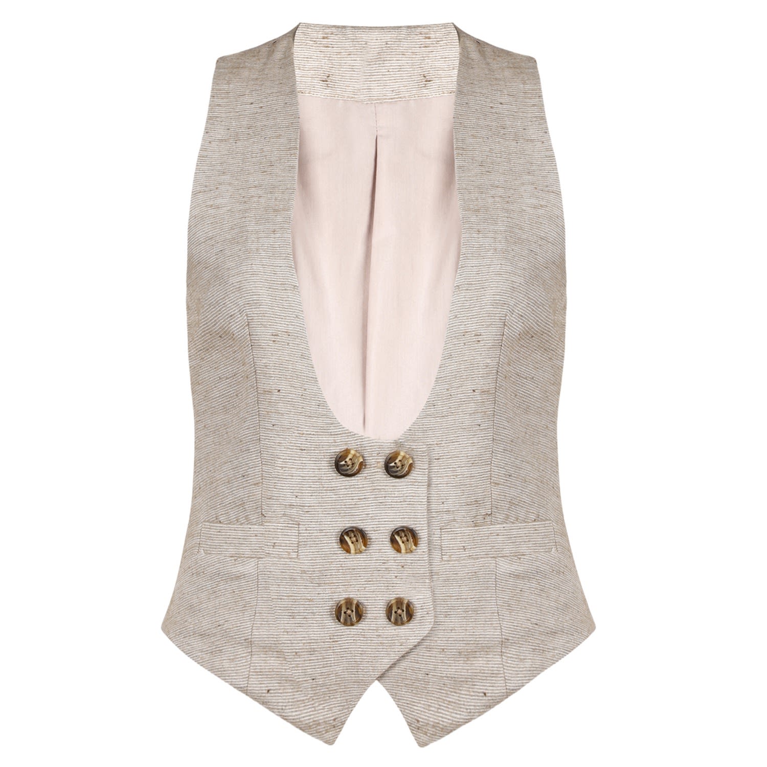 Sevenmuses Women's Brown Gilded Latte Silk & Wool Waistcoat