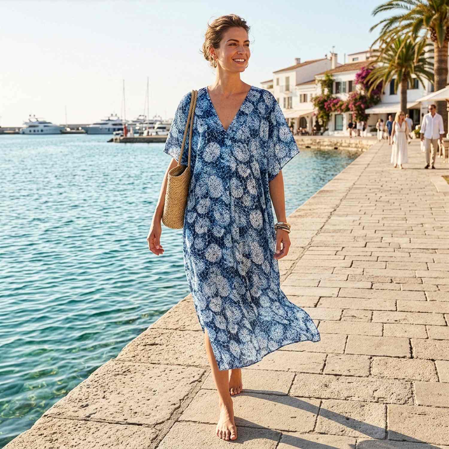 ocean club dress LONG SAVE THE – Beach & Cashmere Monaco fluid silhouette · Non Ocean Blue Prom Dresses Sheer