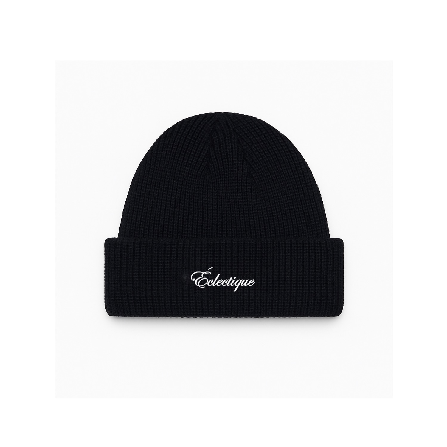 Éclectique Men's Script Logo Fisherman Beanie In Black In Black