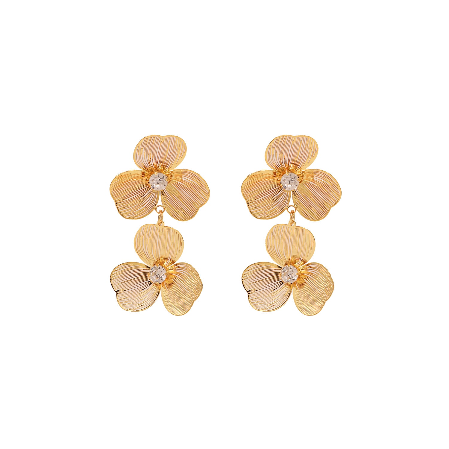 Women's Gold Double Flower Drop Earrings | Monarch