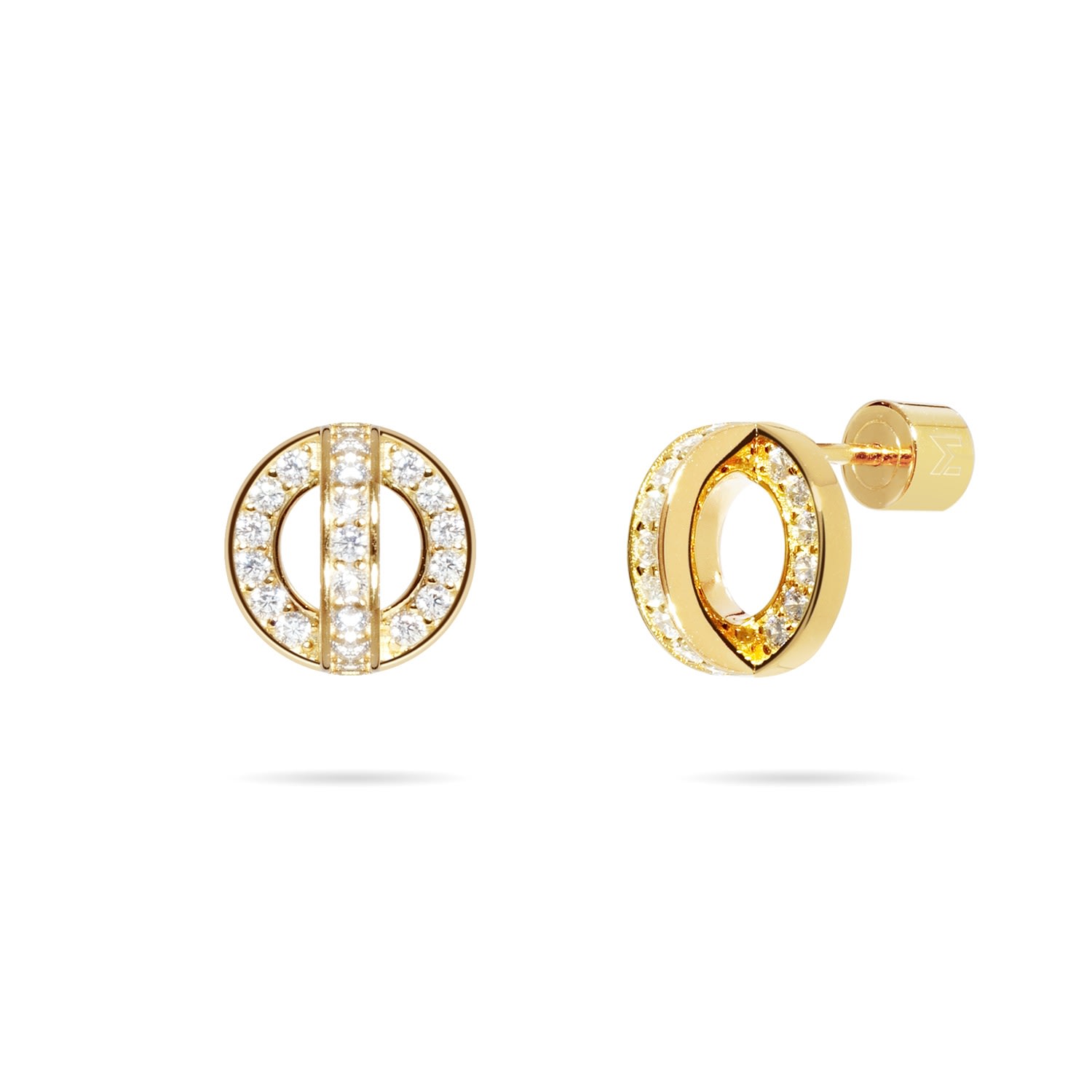 Meulien Women's Circle And Arc Pave Cz Stud Earrings - Gold