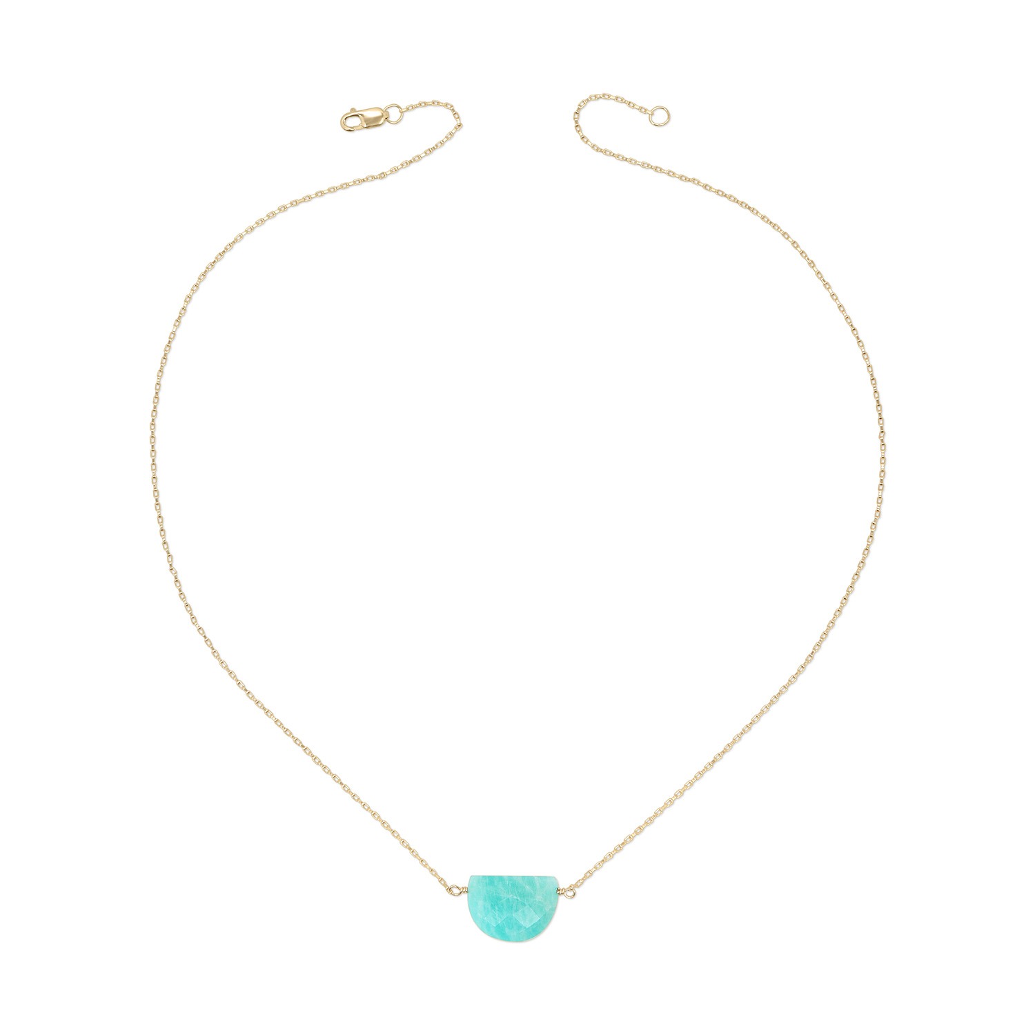 Heather Hawkins Jewelry Women's Blue Luna Moon Shaped Gemstone Necklace - Gold-filled - Amazonite In Blue