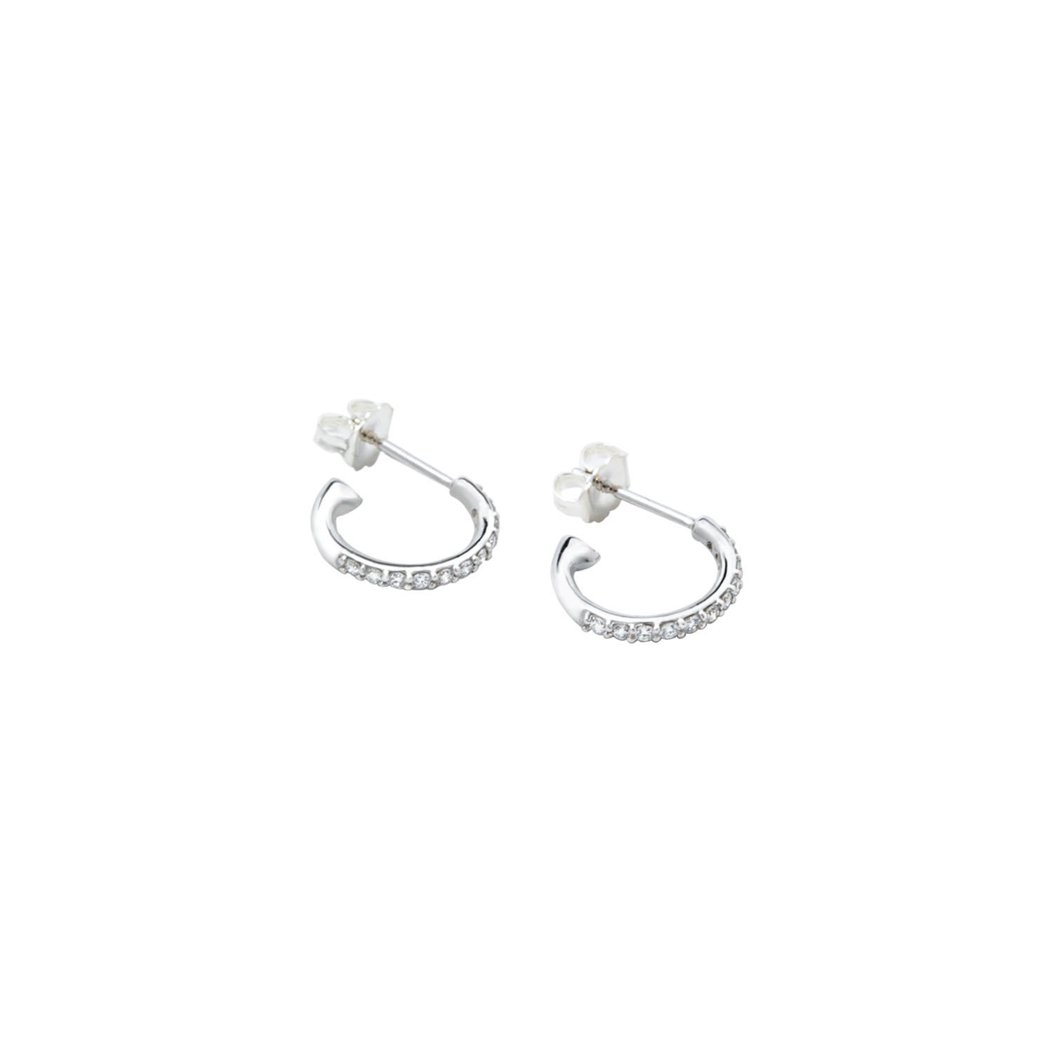 Women’s 14K White Gold Diamond Hoop Earring Undefined Jewelry