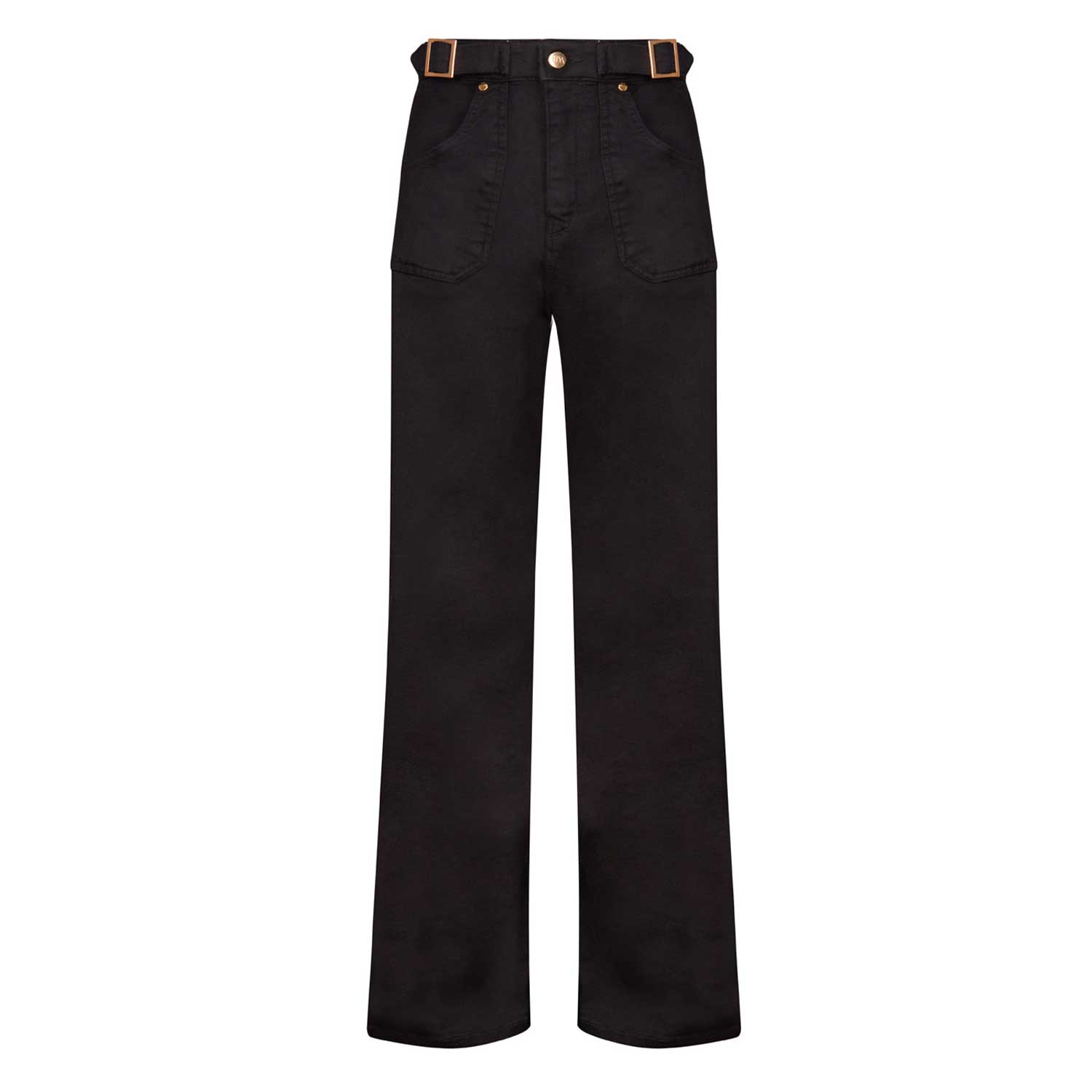 Donna Ida Minnie The High Top Full Length Wide Leg Flared Jeans - Blackest In Black