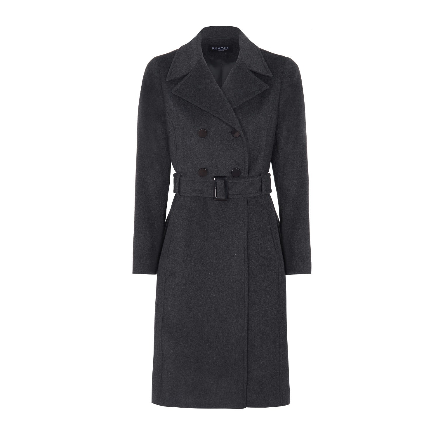 Women’s Isabella Grey Wool And Cashmere Blend Coat With Double-Breasted Silhouette And Pleated Back Small Rumour London