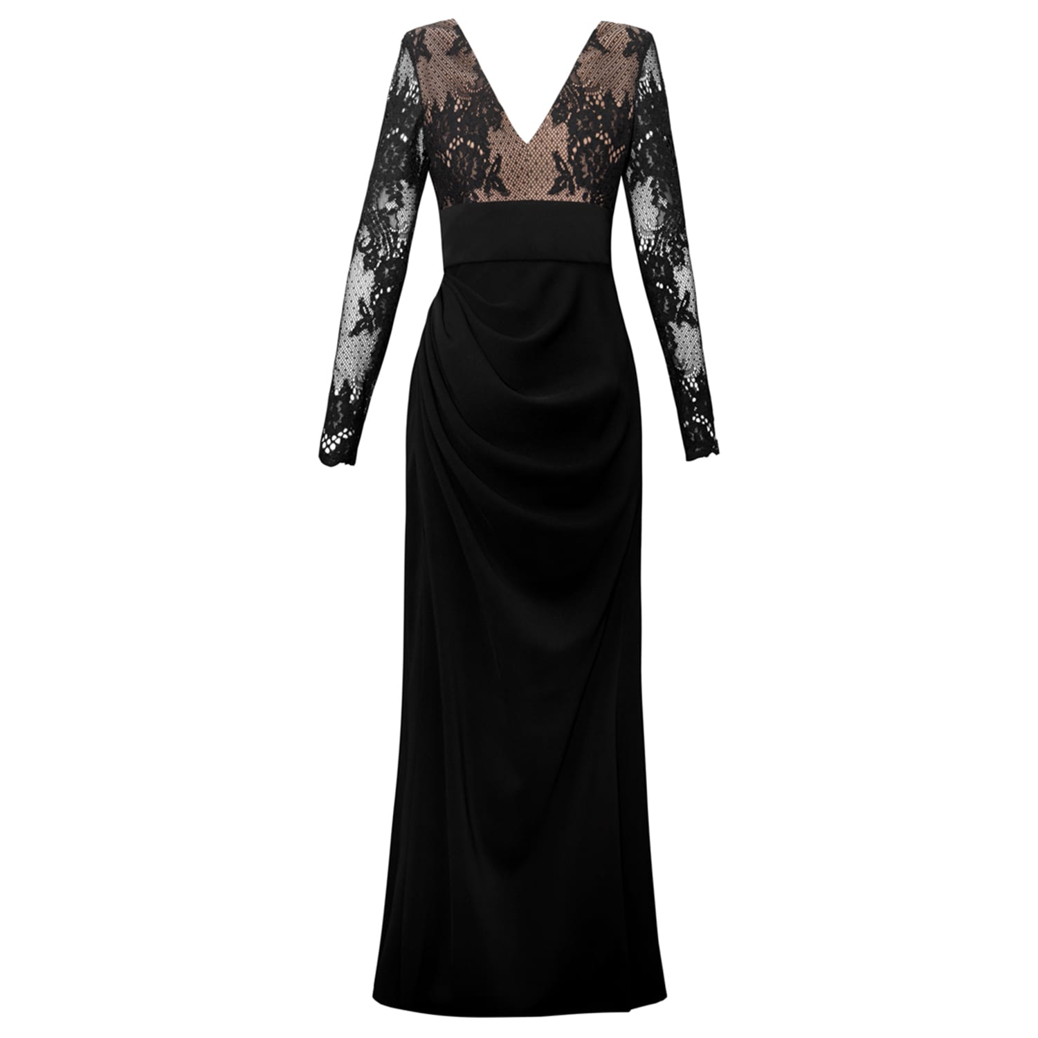Women's Black / Neutrals Osvia Maxi Black Lace Evening Dress | Large | Alina Cernatescu