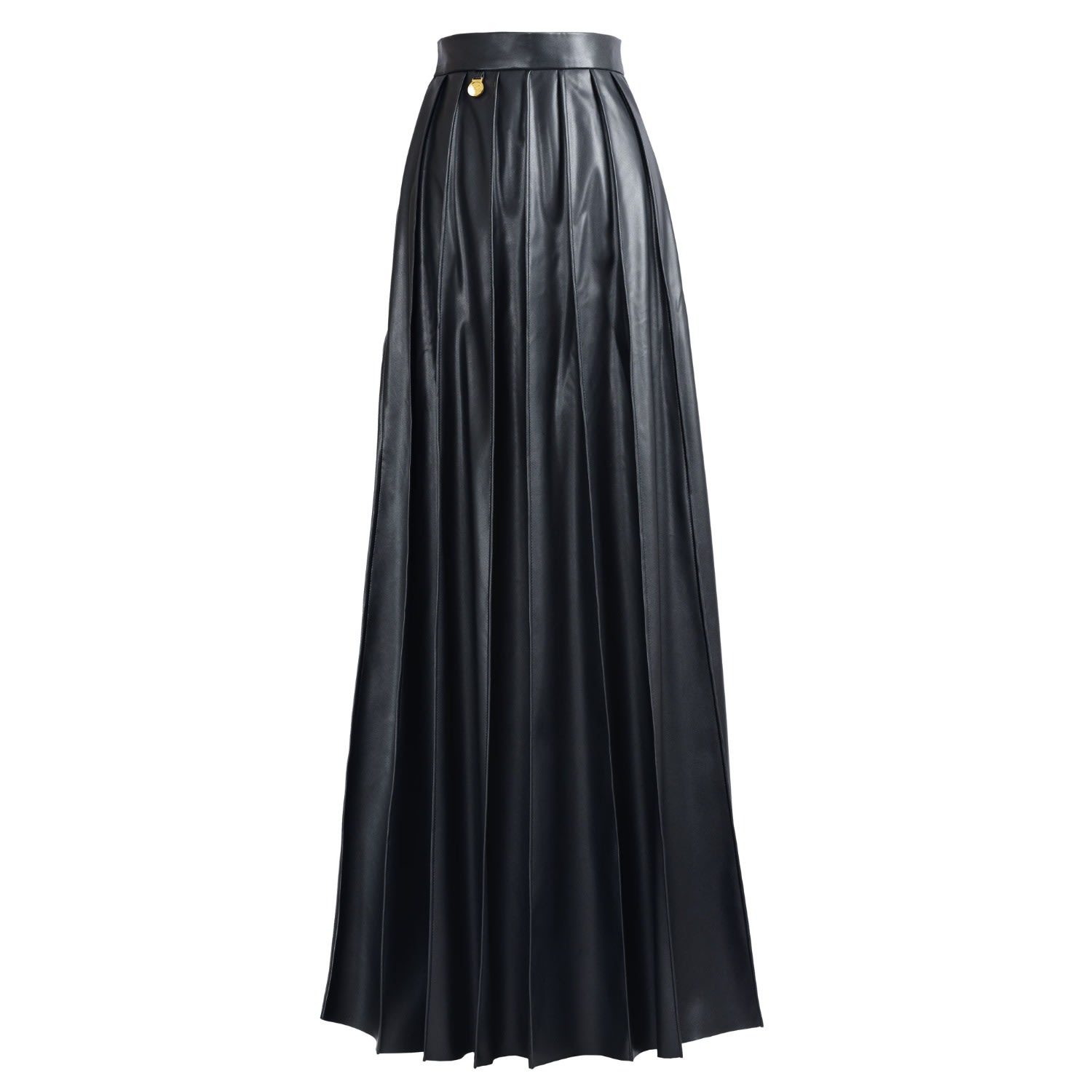 Women’s Solace - Vegan Leather Pleated Maxi Skirt Black Small Kargede