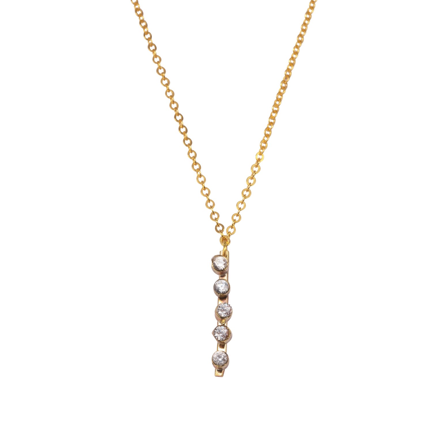 Lily Flo Jewellery Women's Gold Altair 5 Diamond Vertical Bar Necklace