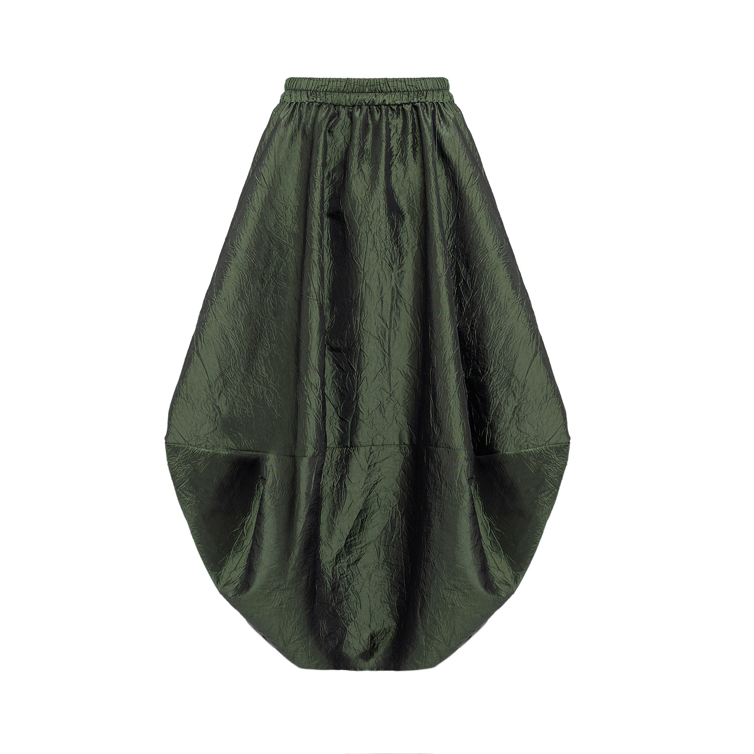 Bianca Popp Women's Balloon Skirt In Green Wrinkled Taffeta In Green