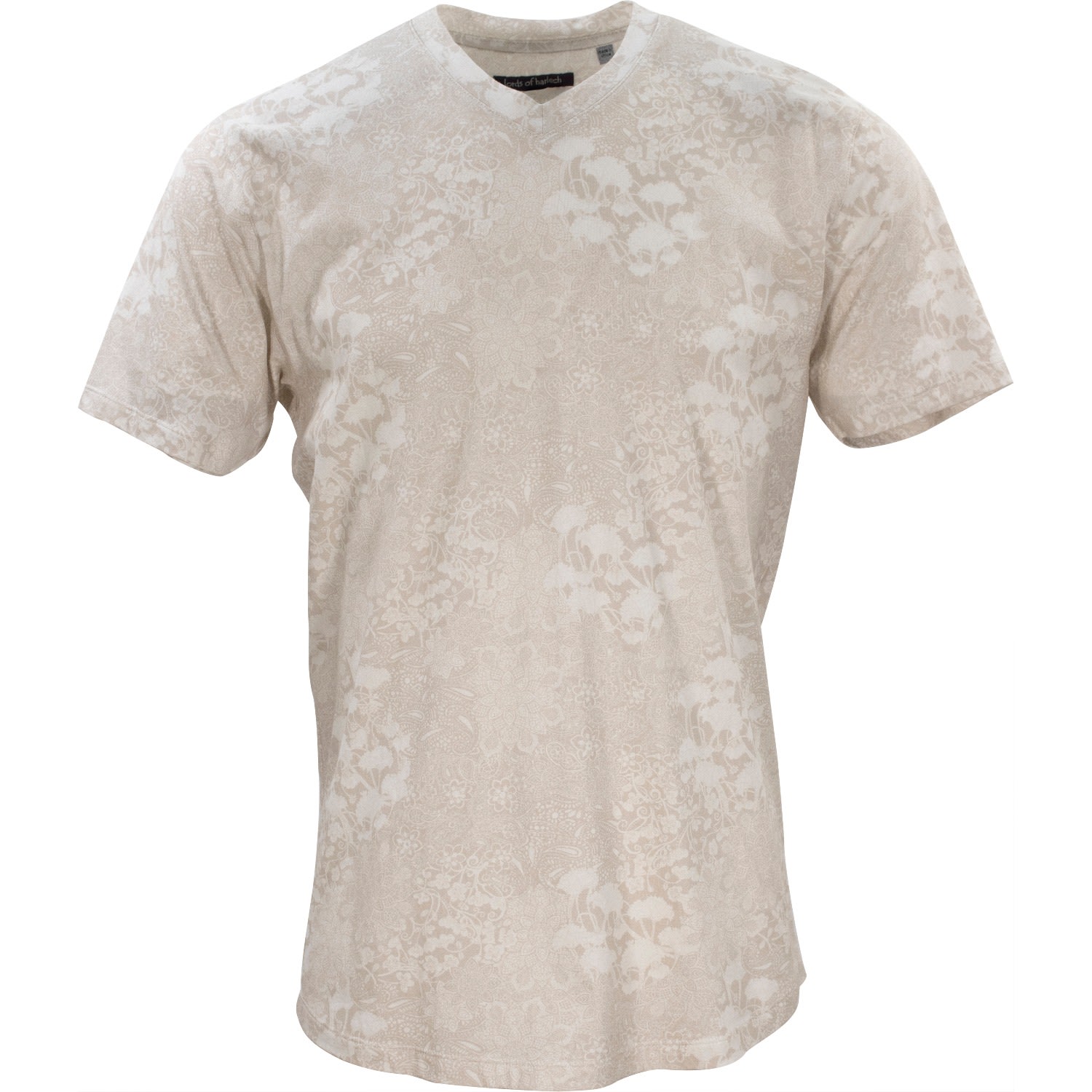 Lords Of Harlech Maze Paisley Floral Pumice V-neck Tee