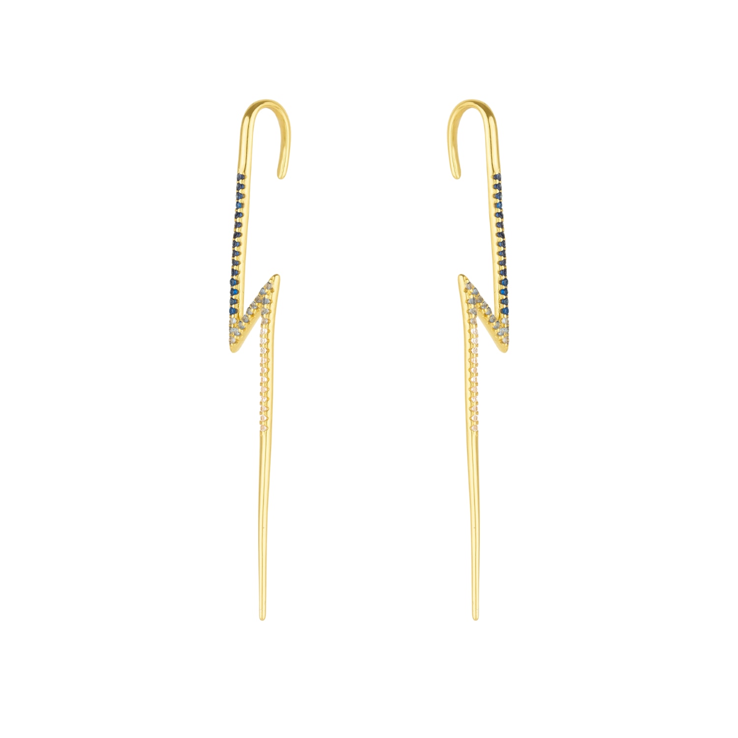 Spero London Women's True Lightning Gemstones Sterling Silver Bolt Ear Crawler - Pair - Gold