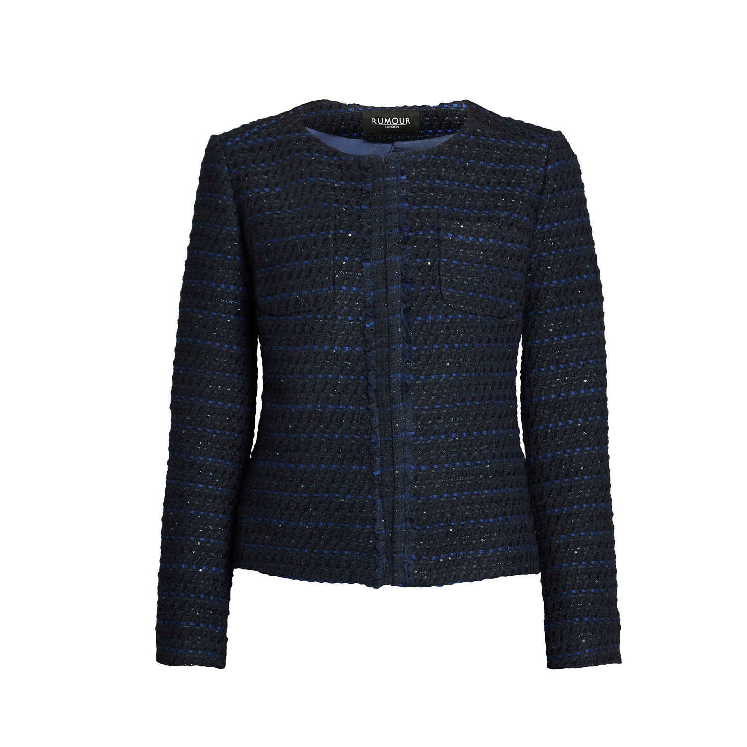 Rumour London Women's Blue Camille Cotton Tweed Jacket In Navy In Blue