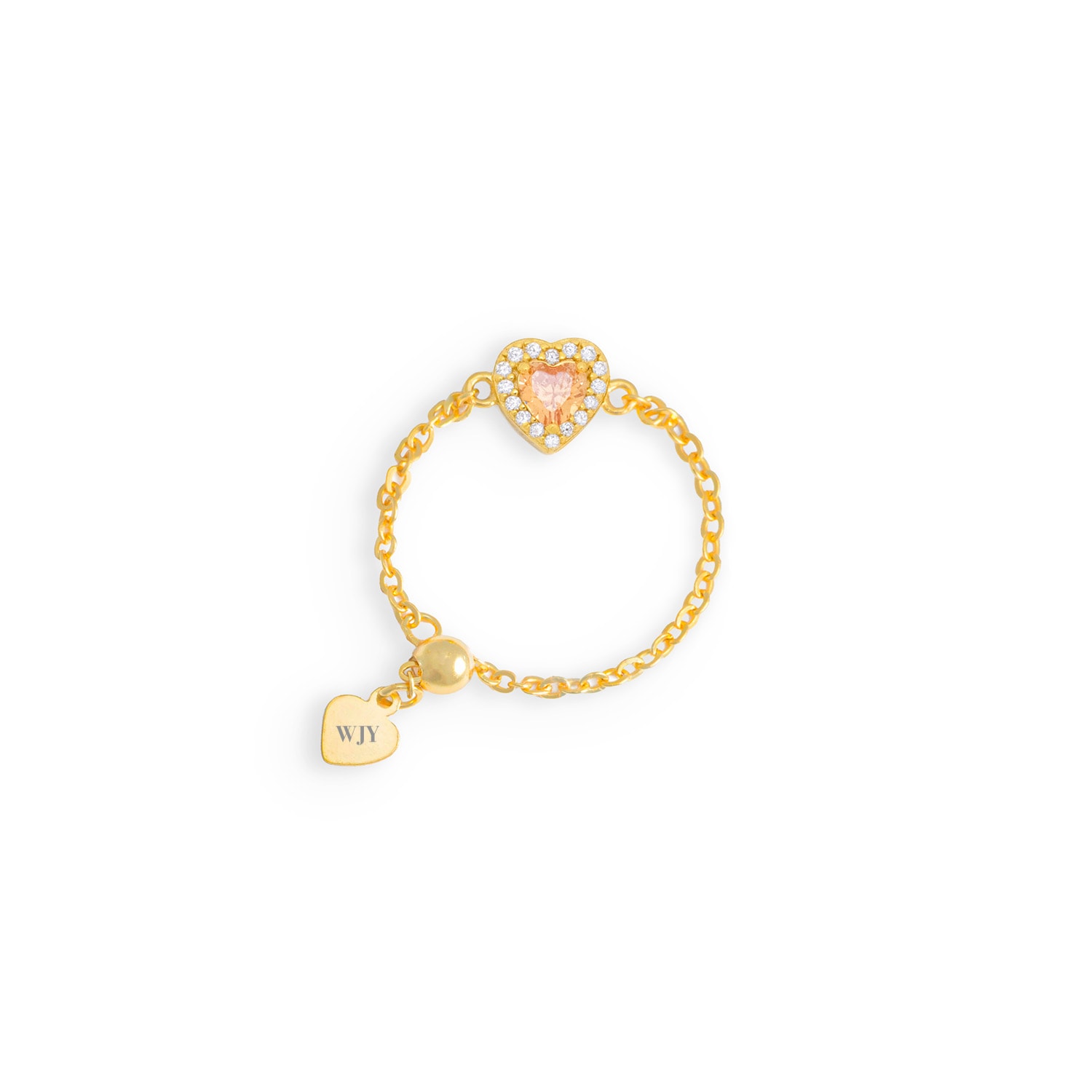 Jiaying Wang Wjy Studio London Women's Gold / Neutrals Champagne  Heart Gold Plated Birthstones Adjustable Ring