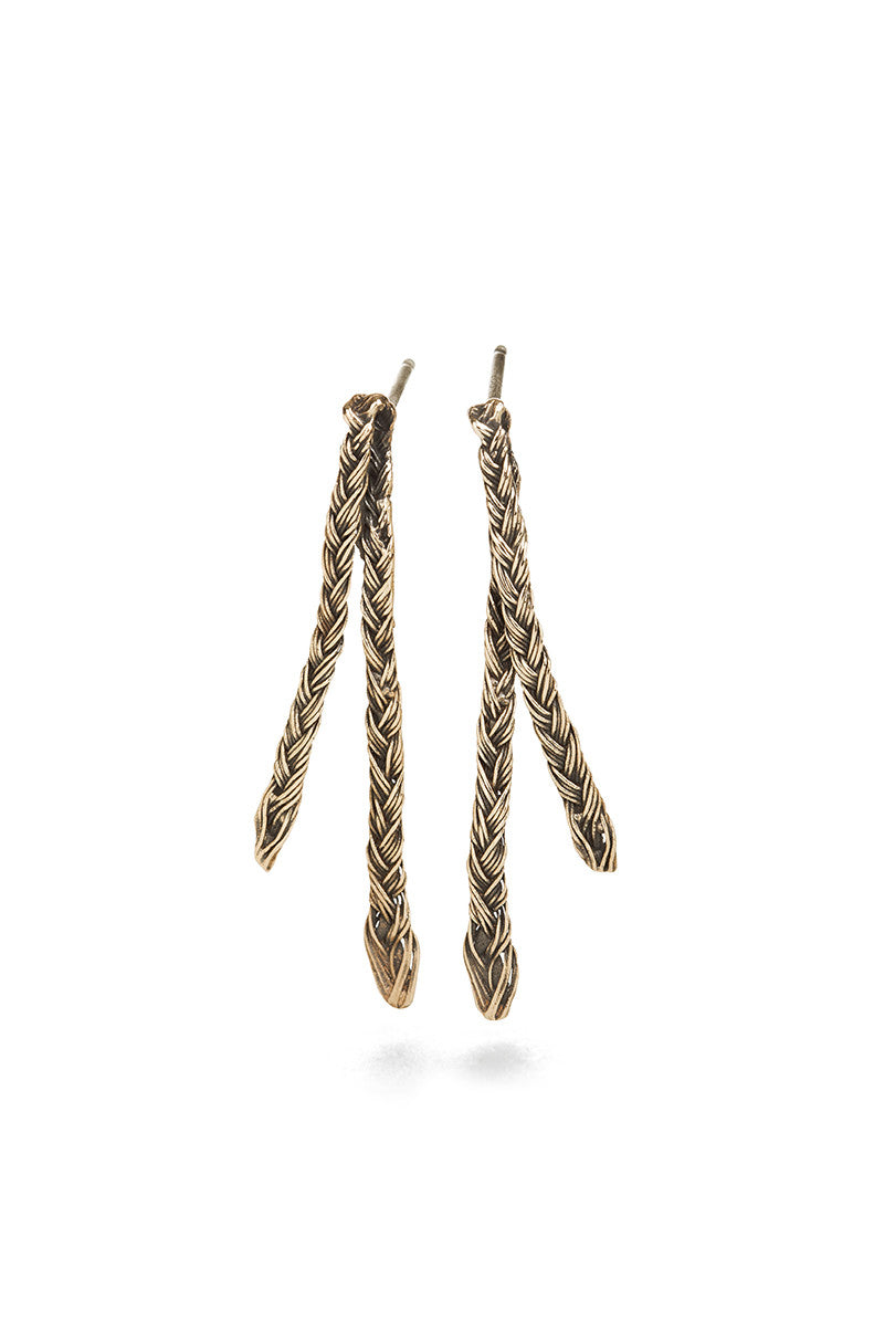 Women’s Gold Braid Earrings - Bronze Double Thin Braid Orrifinn Jewels