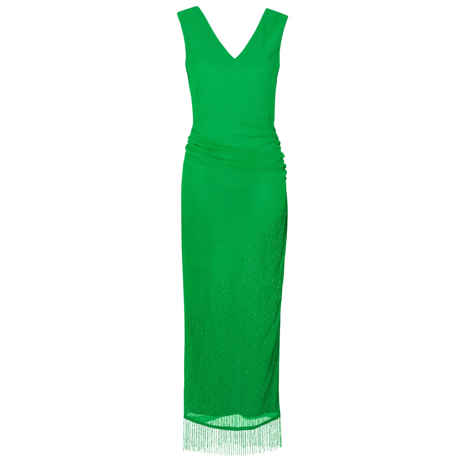 Women’s Mera Beaded Fringed Maxi Dress In Green Large Lola Adu