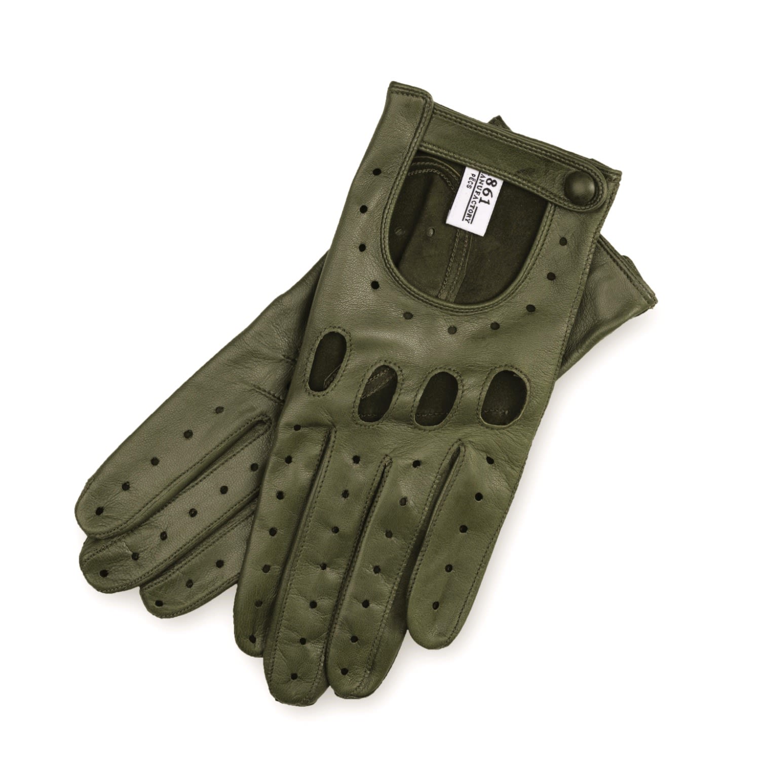 1861 GLOVE MANUFACTORY GREEN MESSINA - WOMEN'S LEATHER DRIVING GLOVES IN VERDE