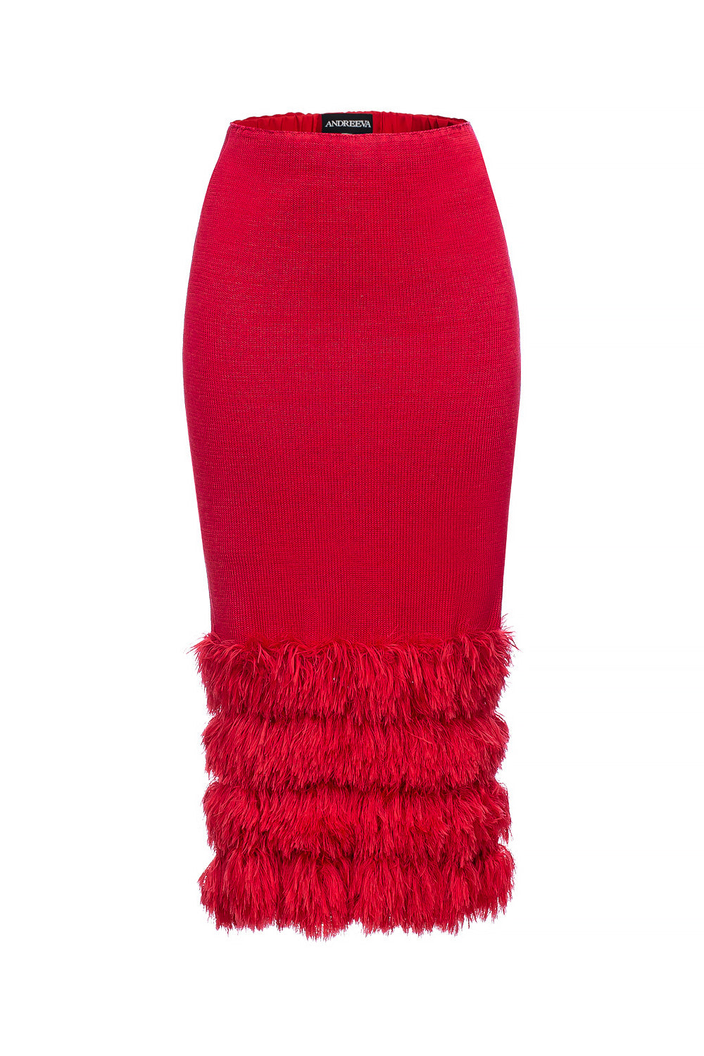 Women’s Red Knit Skirt With Handmade Knit Details Extra Small Andreeva