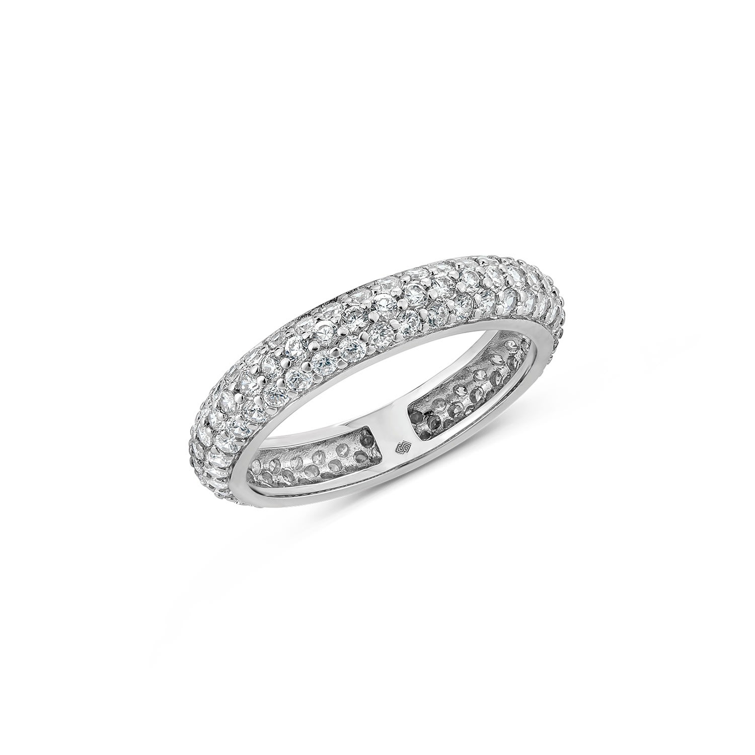 Sally Skoufis Women's White / Silver Allure Petite Ring With Man Made Cz Diamond Stimulant In Sterling Silver In Multi