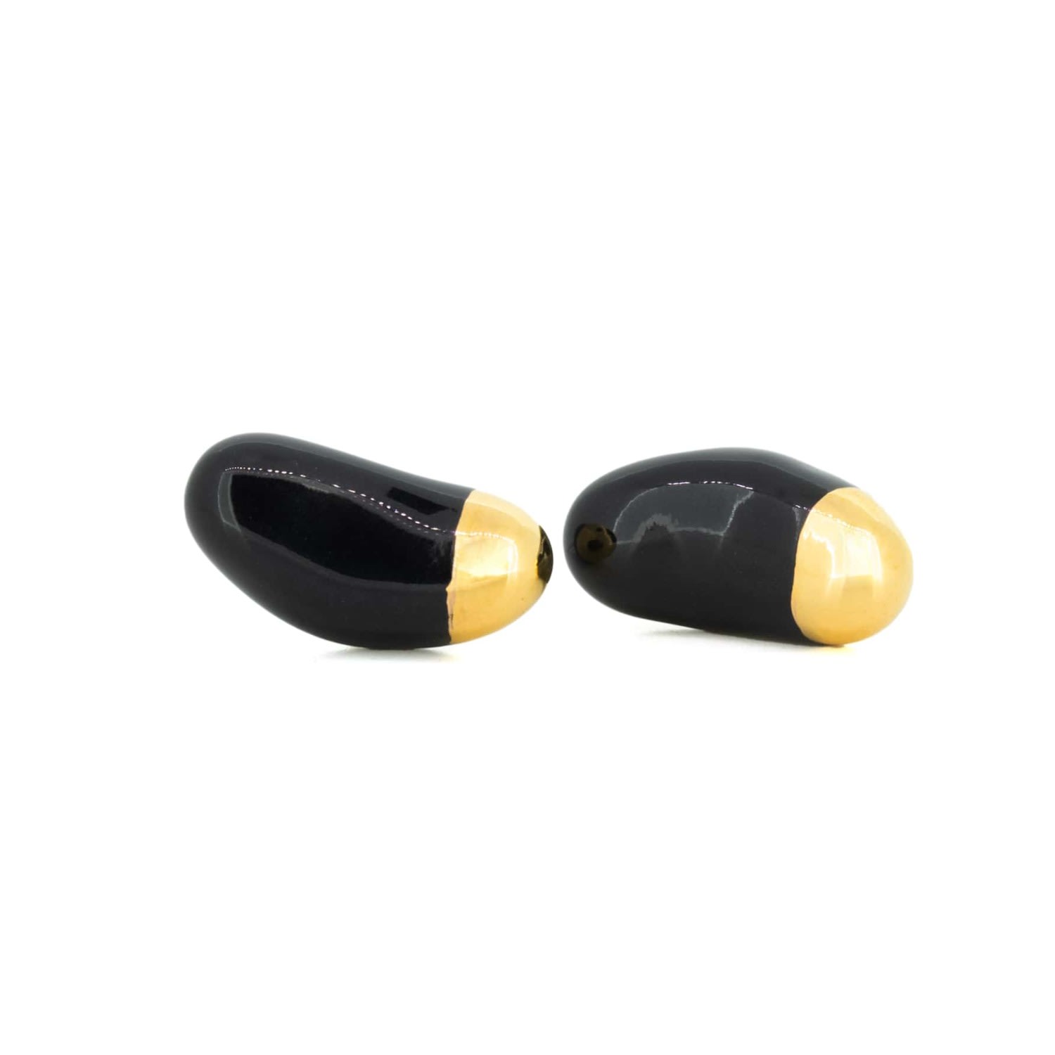 Women’s Black / Gold Jelly Bean Stud Earrings - Black & Gold CjÂ·314