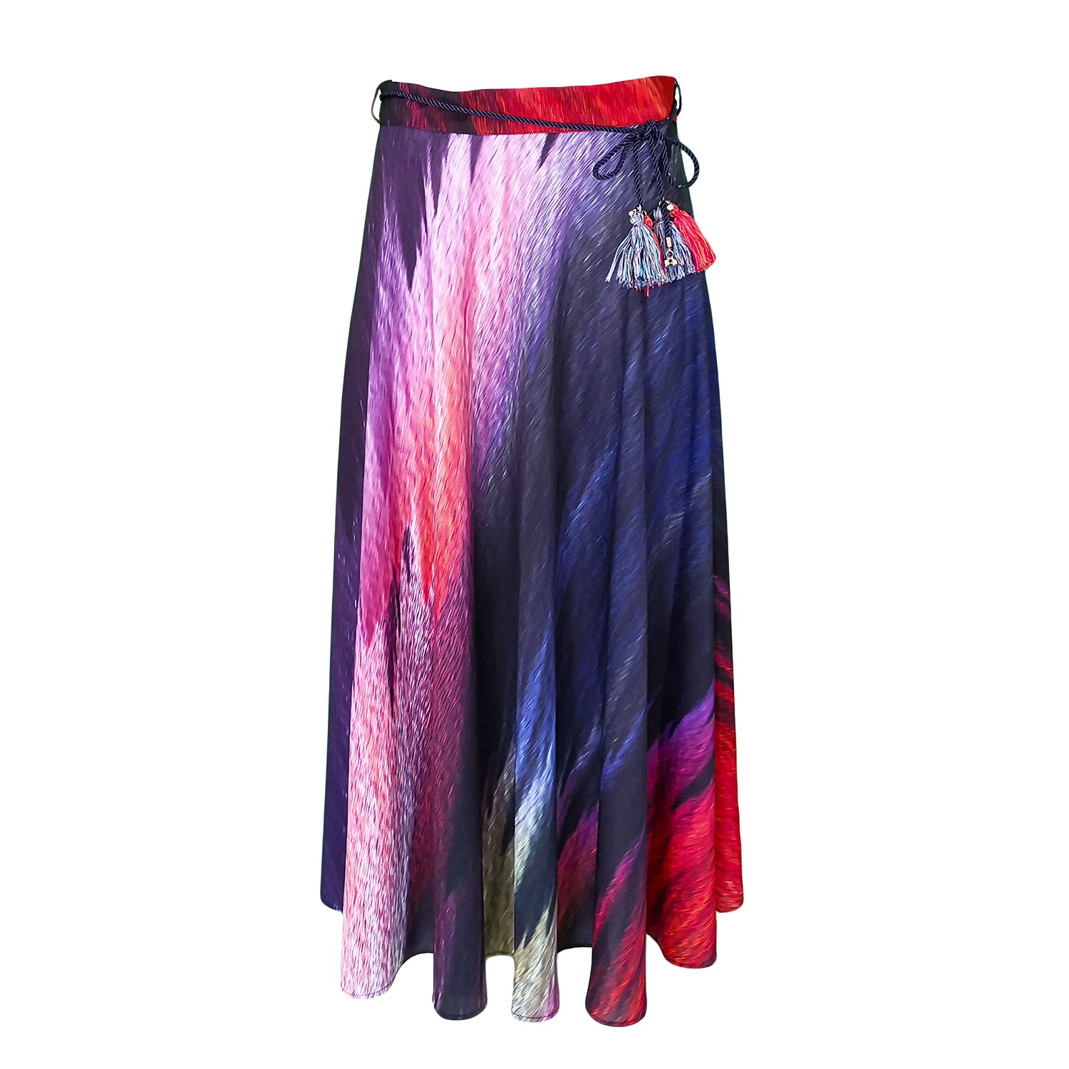 Lalipop Design Women's Colorful Abstract Digital Print Skirt With Cord Belt