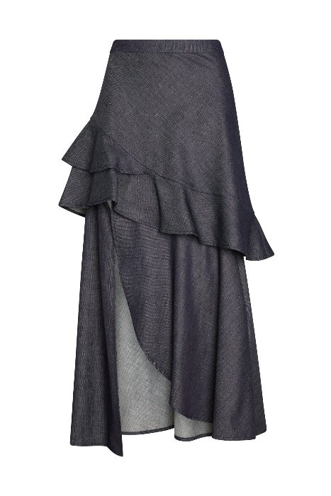 Lahive Women's Blue Taylor Detachable Denim Skirt In Black