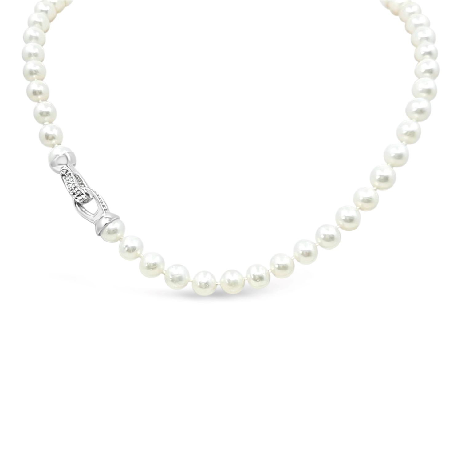 Lutiro Women's Freshwater Pearls Necklace With Silver Clasp