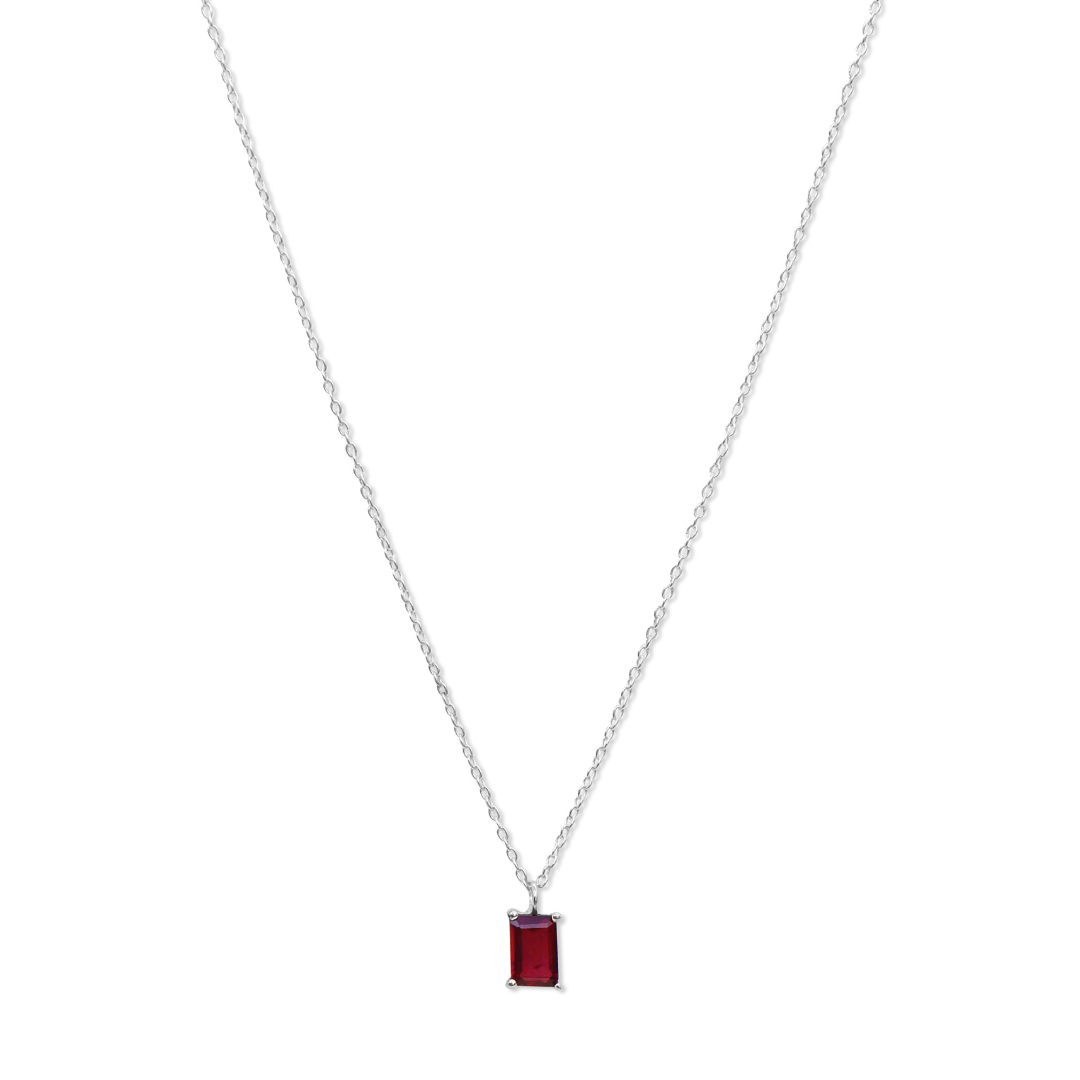 Women’s Lucie Rhodolite Garnet & Silver Rectangle Necklace Fv Jewellery