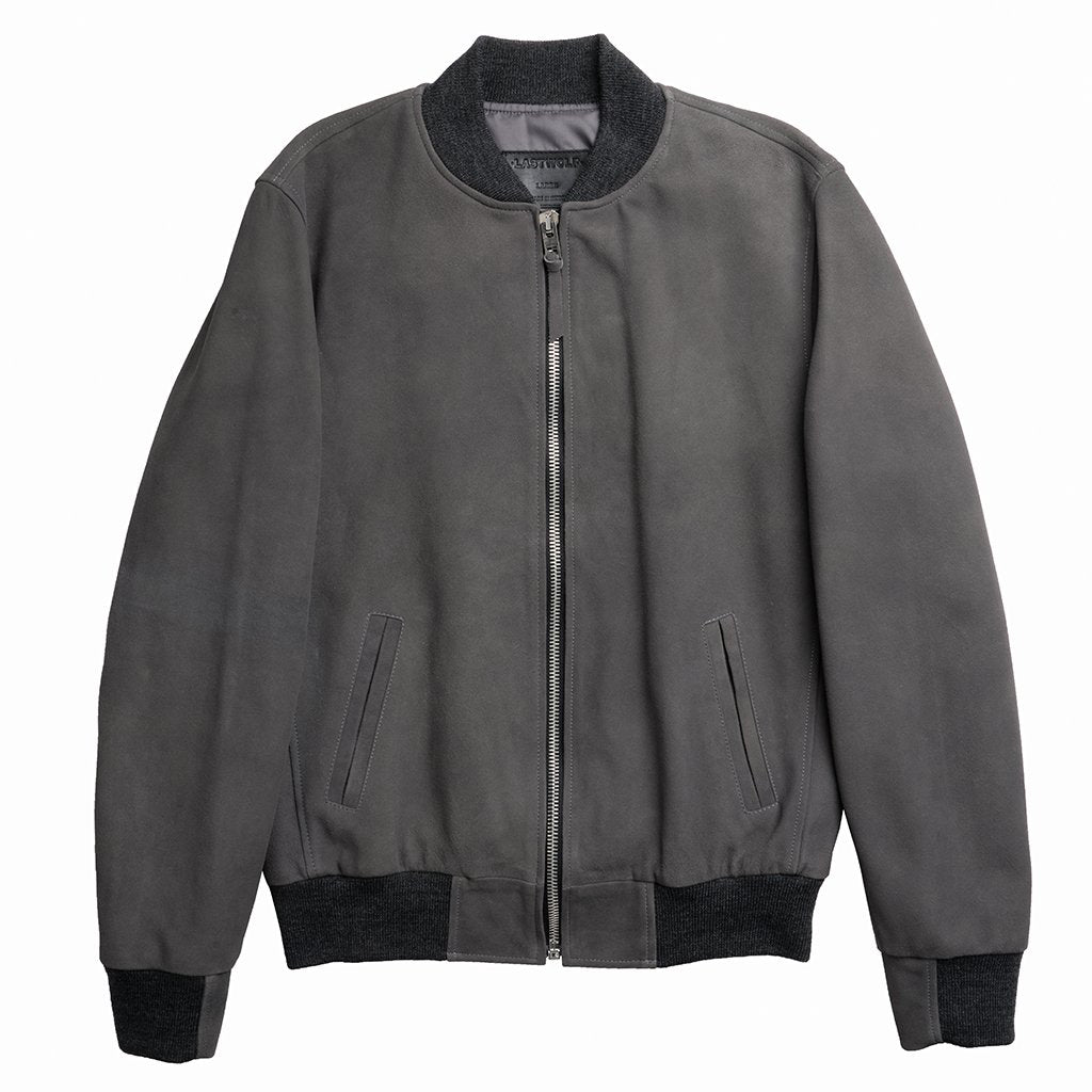 Men’s Black Elk Bomber Suede Jacket - Grey Small Lastwolf