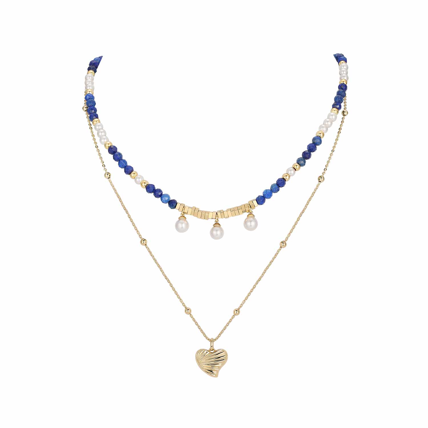 Women’s Gold / Blue / White Poseidon Necklace Set Retro Chic