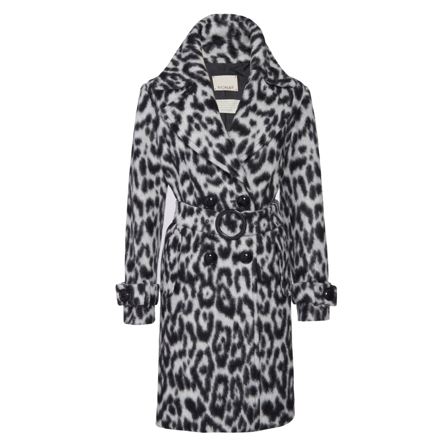 N'onat Women's Black Tracee Leopard Coat