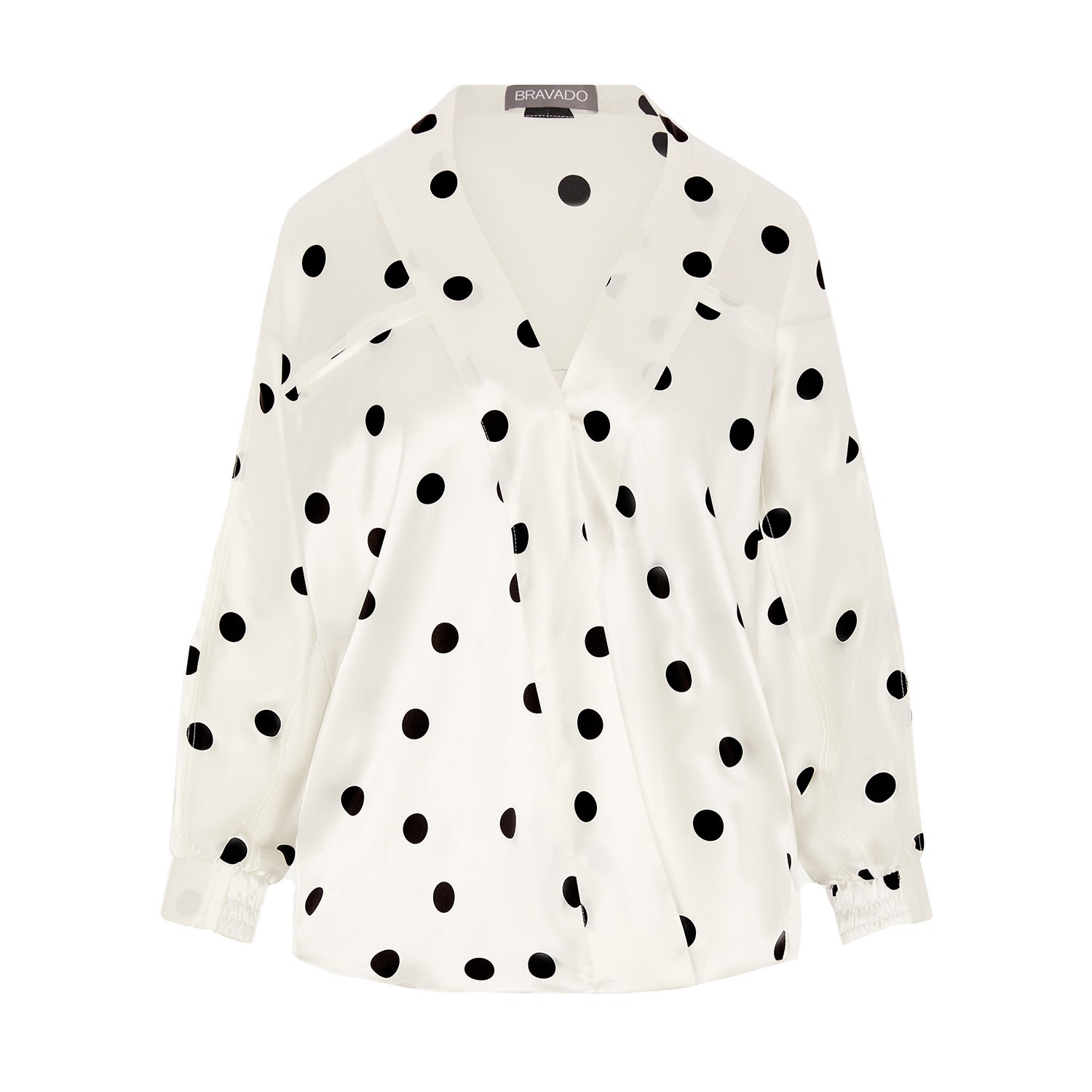 The Summer Edit Women's White Jade Silk Sports Luxe Shirt - Polka Dot