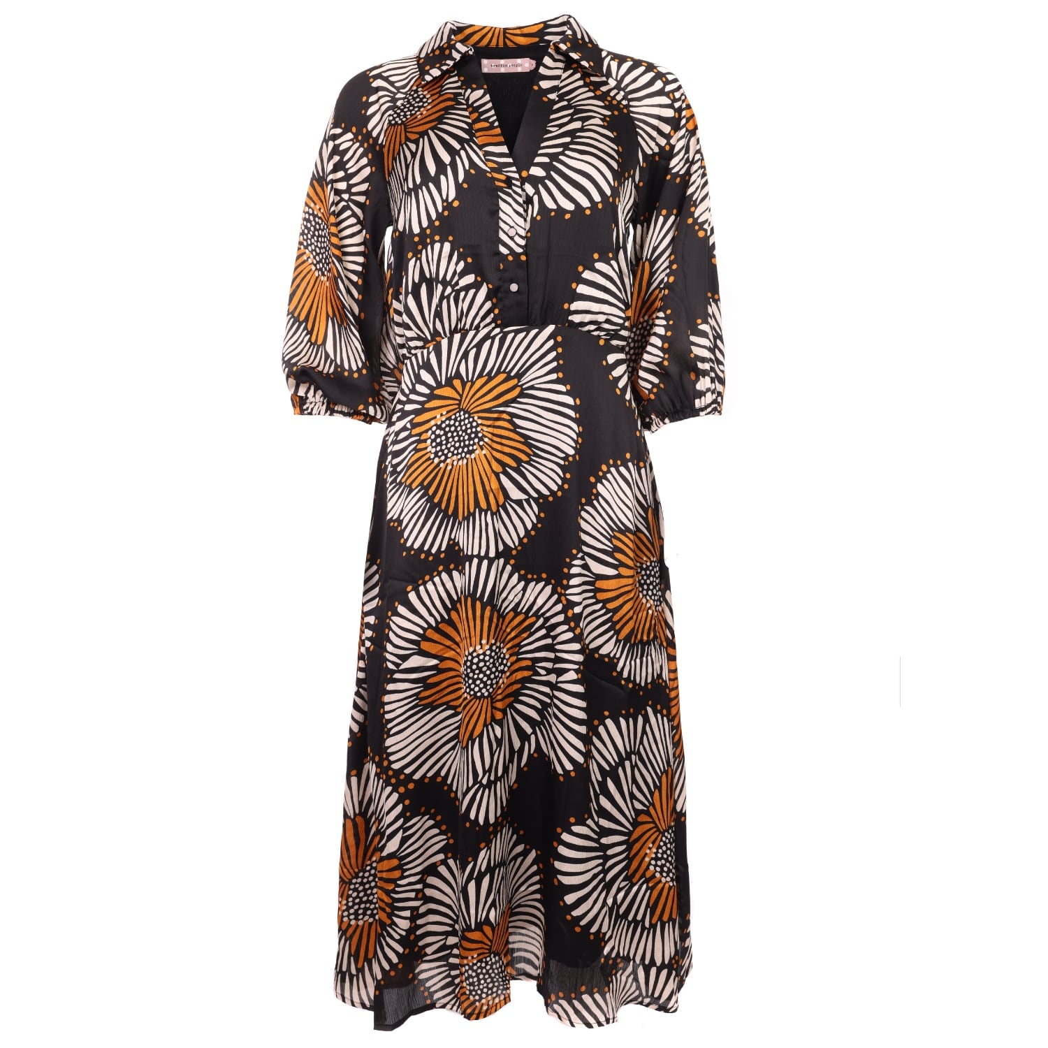Traffic People Women's Orange / Black / White Holding On Fusion Dress In Black