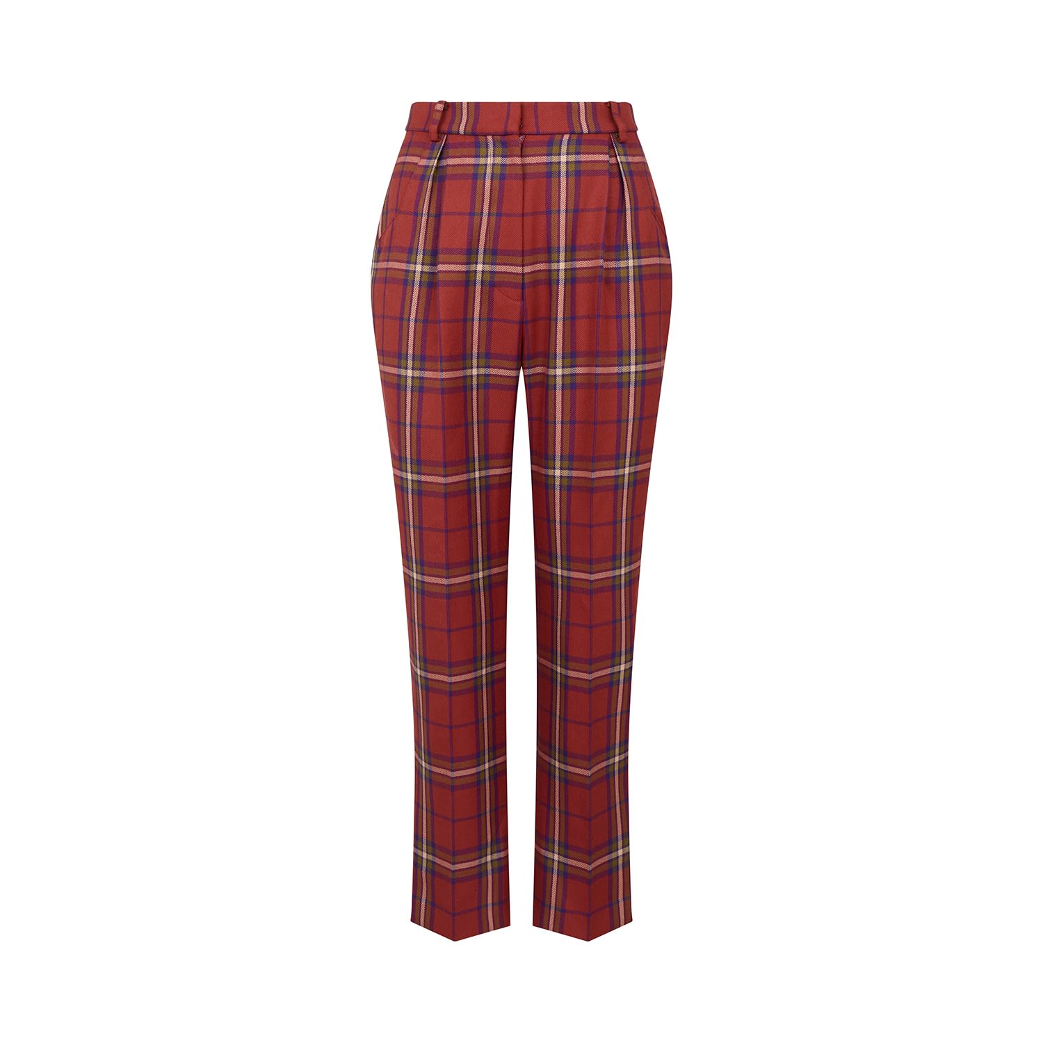 Ama The Label Women's Red Tartan Trousers In Brown
