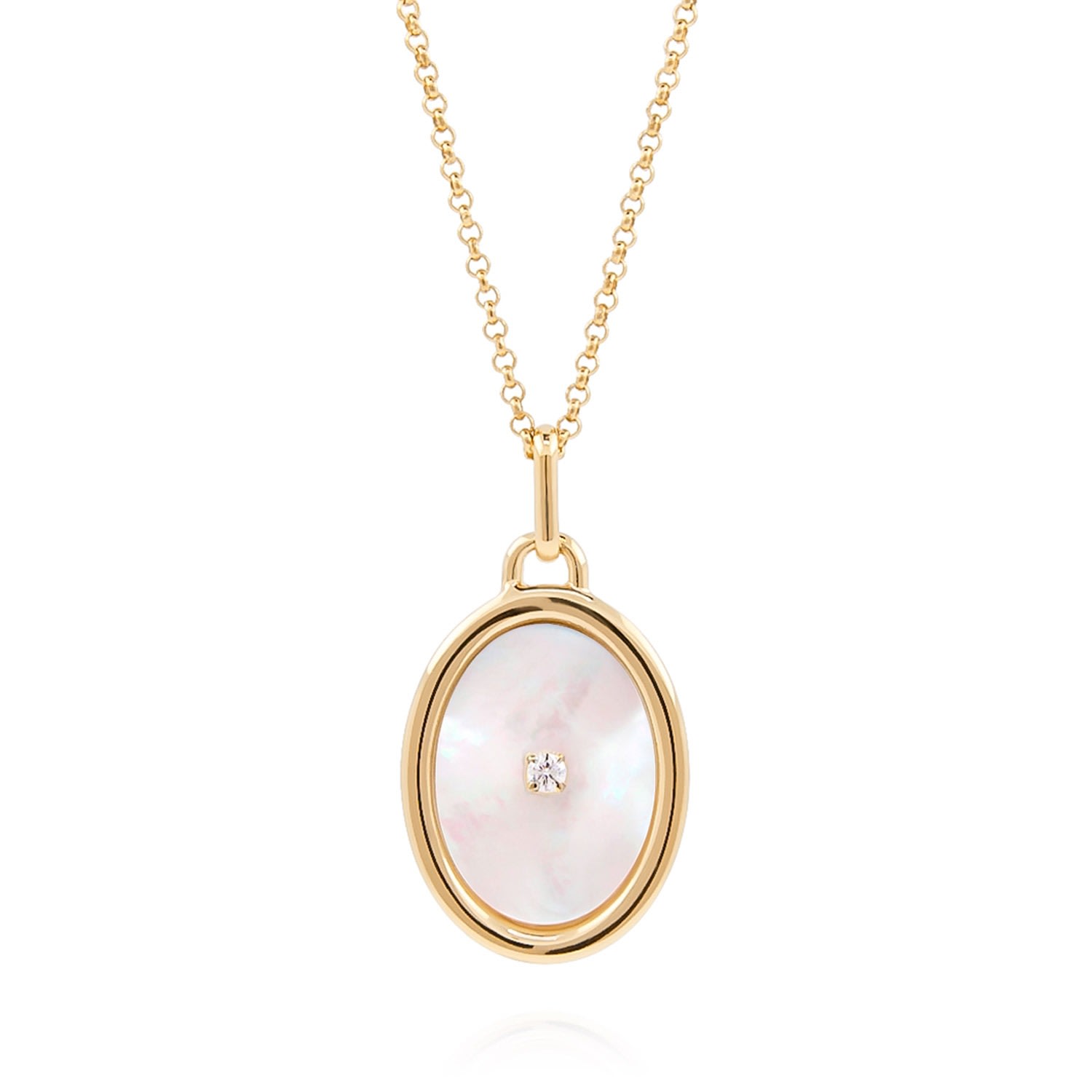 Cote Cache Women's Mother Of Pearl Gold Mirror Pendant Necklace In Gold