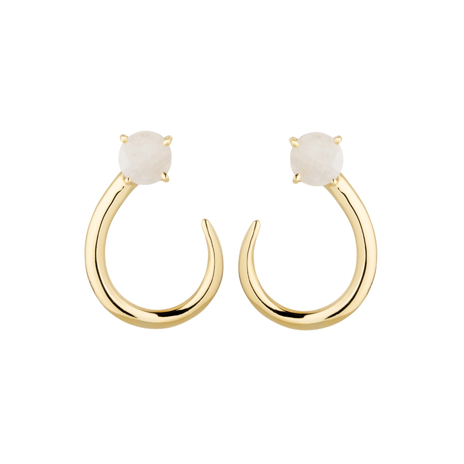 Coco & Kinney Women's White / Neutrals / Gold Moonstone Swirl Celia Earrings In Multi