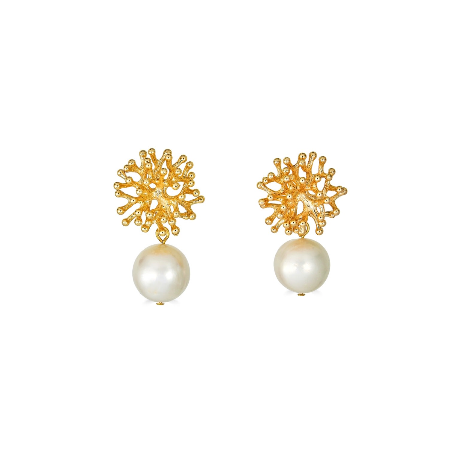 Women’s Gold / White Madelyn Freshwater Pearl Coral Earrings Rodela