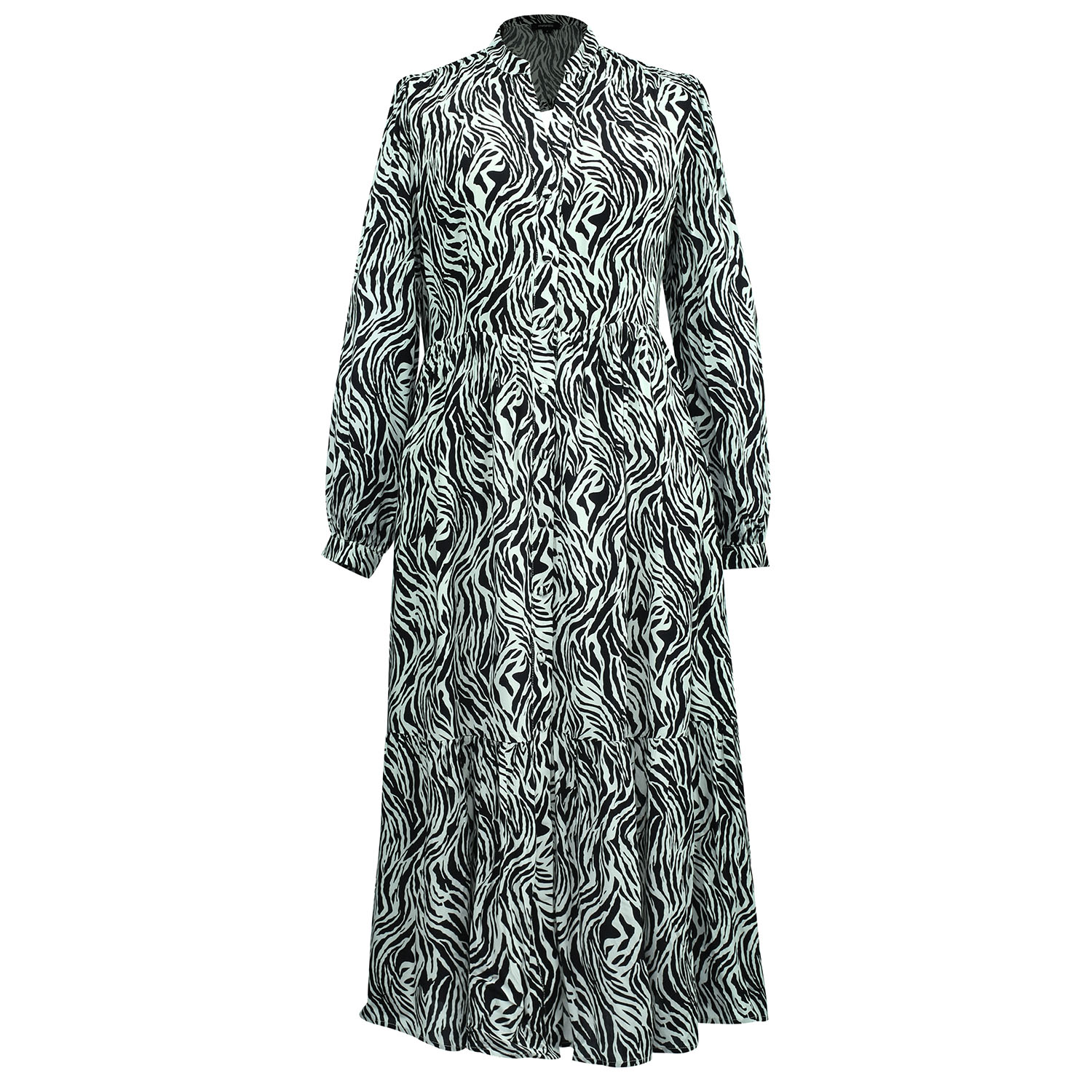 Smart And Joy Women's Black V Neckline Micro Print Shirt Dress In Black