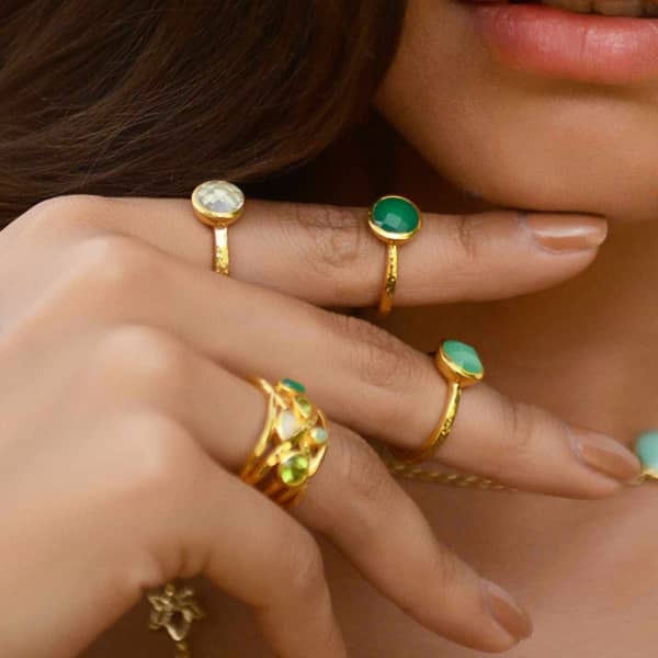 Neola Estella Gold Stacking Ring With Chrysoprase In Stacking