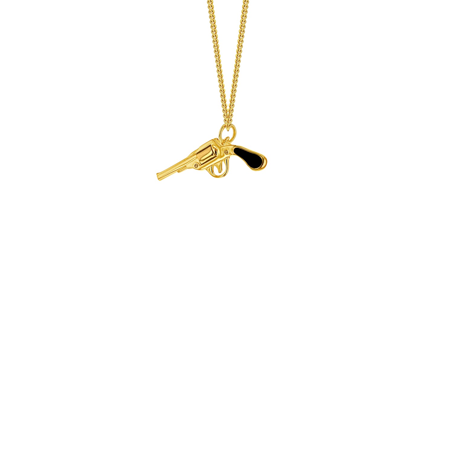 True Rocks Men's Black / Gold 18kt Gold-plated & Black Enamel Mini Retro Pistol Pendant In Gold