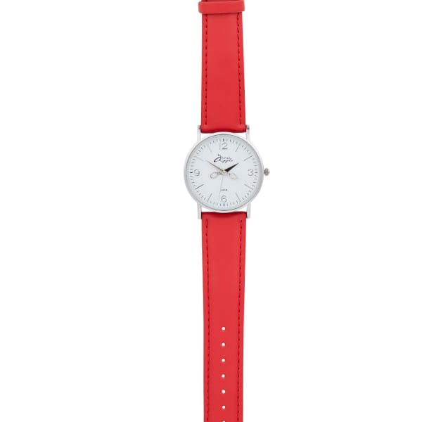 Bermuda Watch Company Annie Apple Silver/red Leather Scissor Hands Watch In Hands