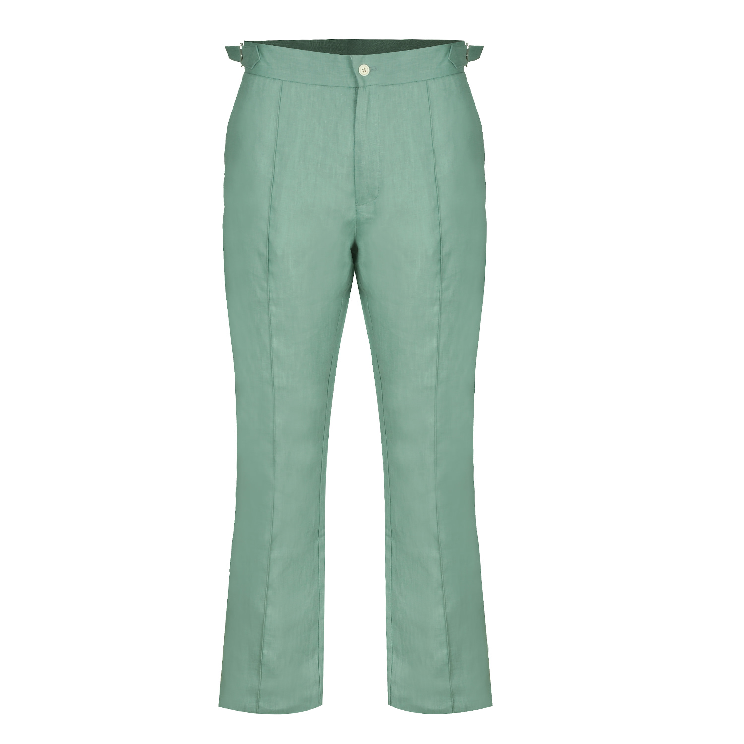 David Wej Men's Green Hugo Linen Trouser With Side Adjuster - Teal