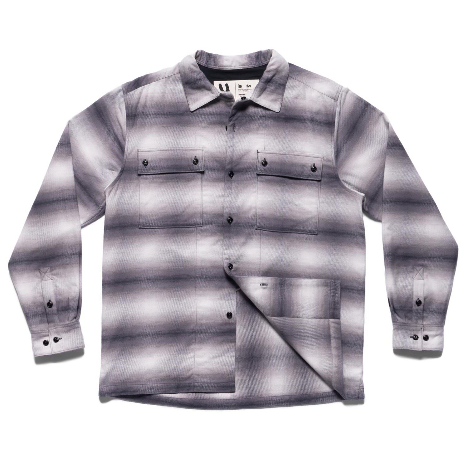 Unless Collective Men's Ombre Flannel Shirt - M - Grey In Grey