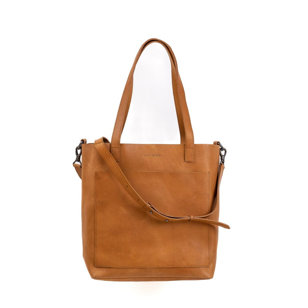 Made Free Men's Brown Day Tote Leather Medium Camel