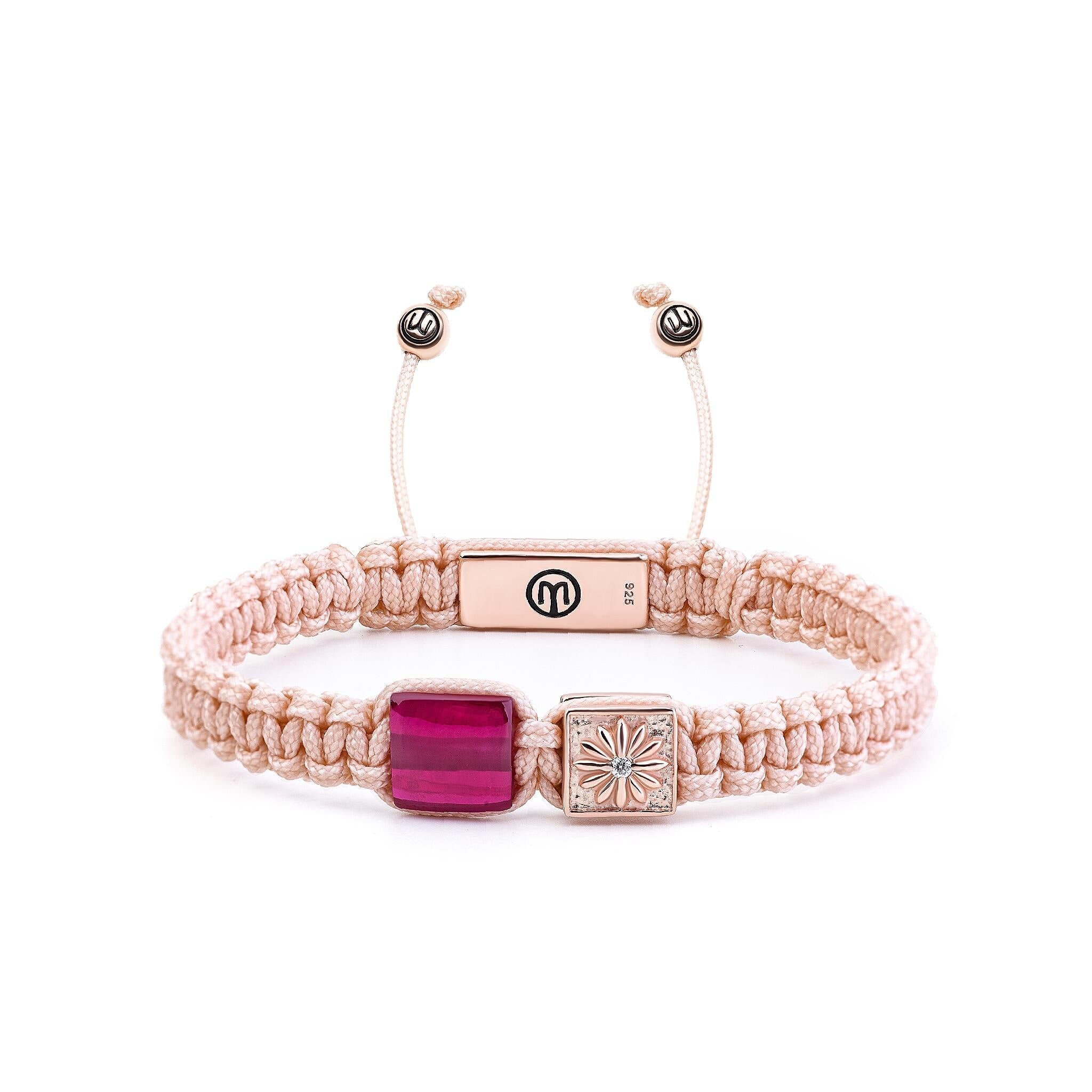 Mahigan Women's Rose Gold / Red / Pink Macrame Bracelet In Rose Gold With Ruby - Sakura Flamma