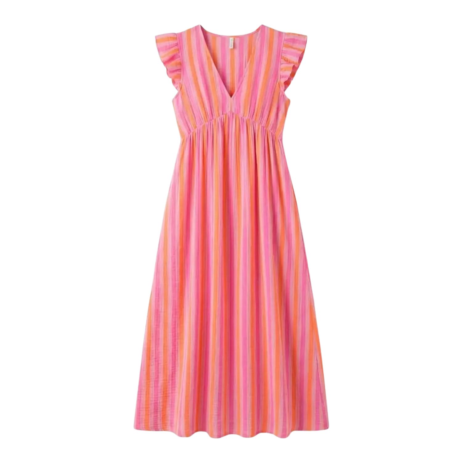 blue and white dress wedding Andres Otalora Sono Veri Strapless Striped Maxi Dress
