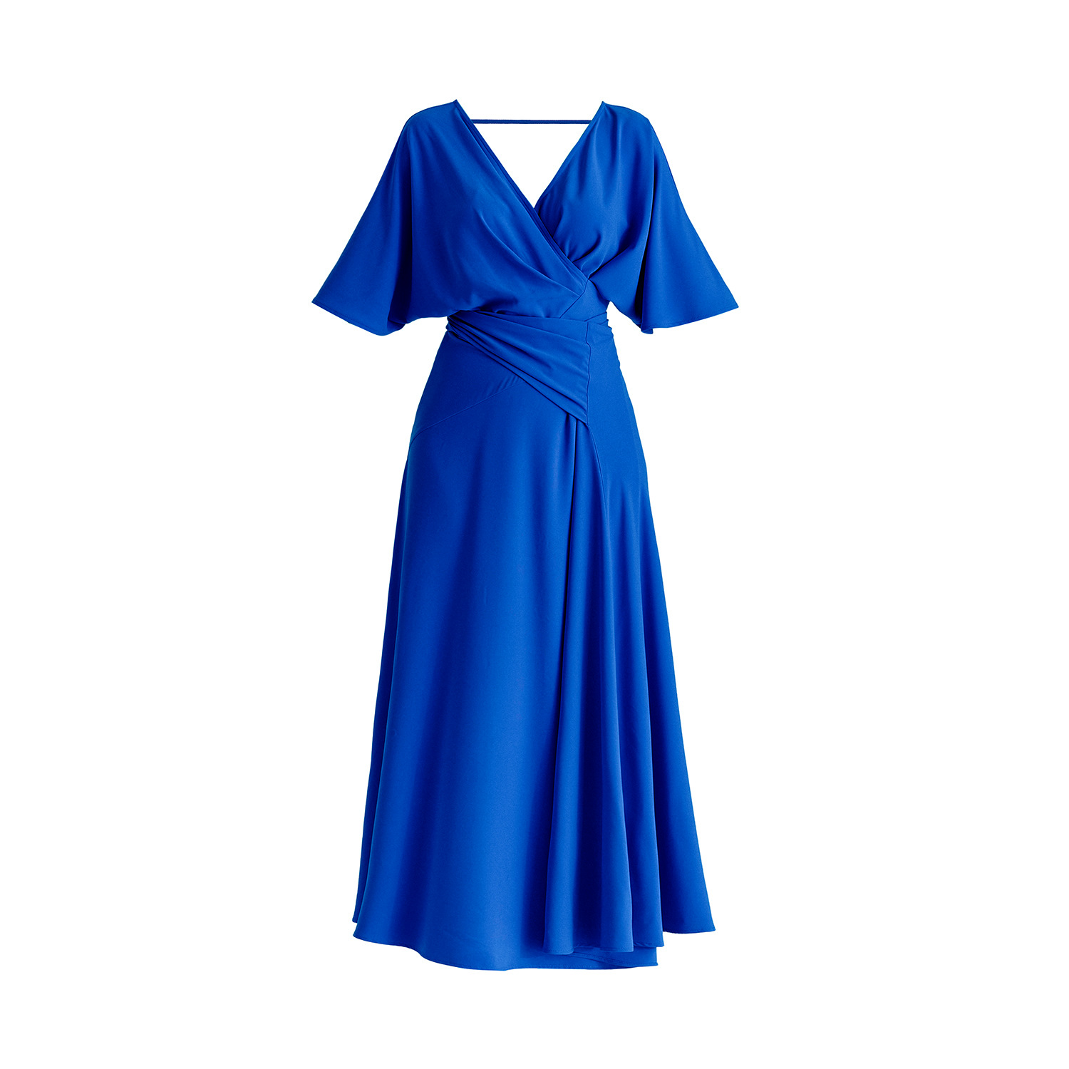Paisie Women's Flare Sleeves Maxi Wrap Dress In Royal Blue In Blue