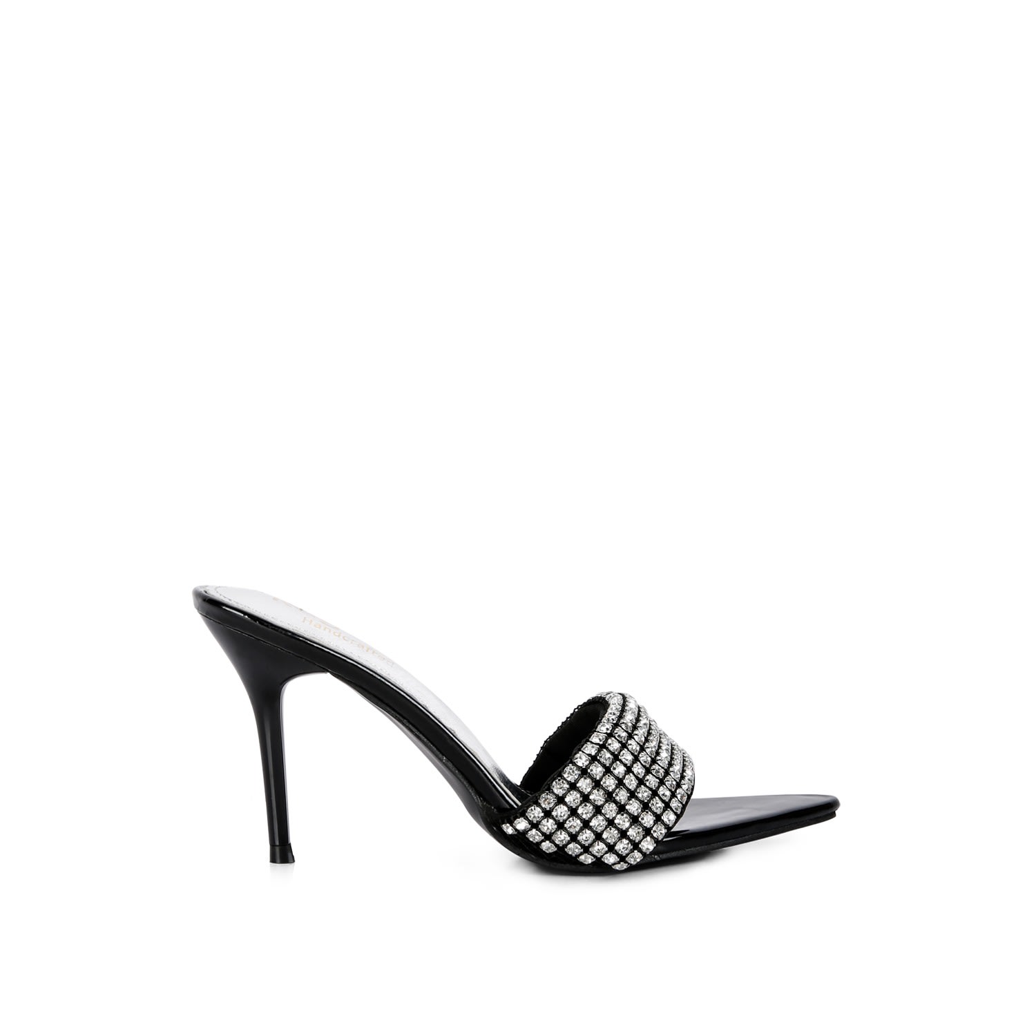 Women’s Adina Diamante Strap Pointed Heel Sandals In Black 5 Uk Rag & Co.