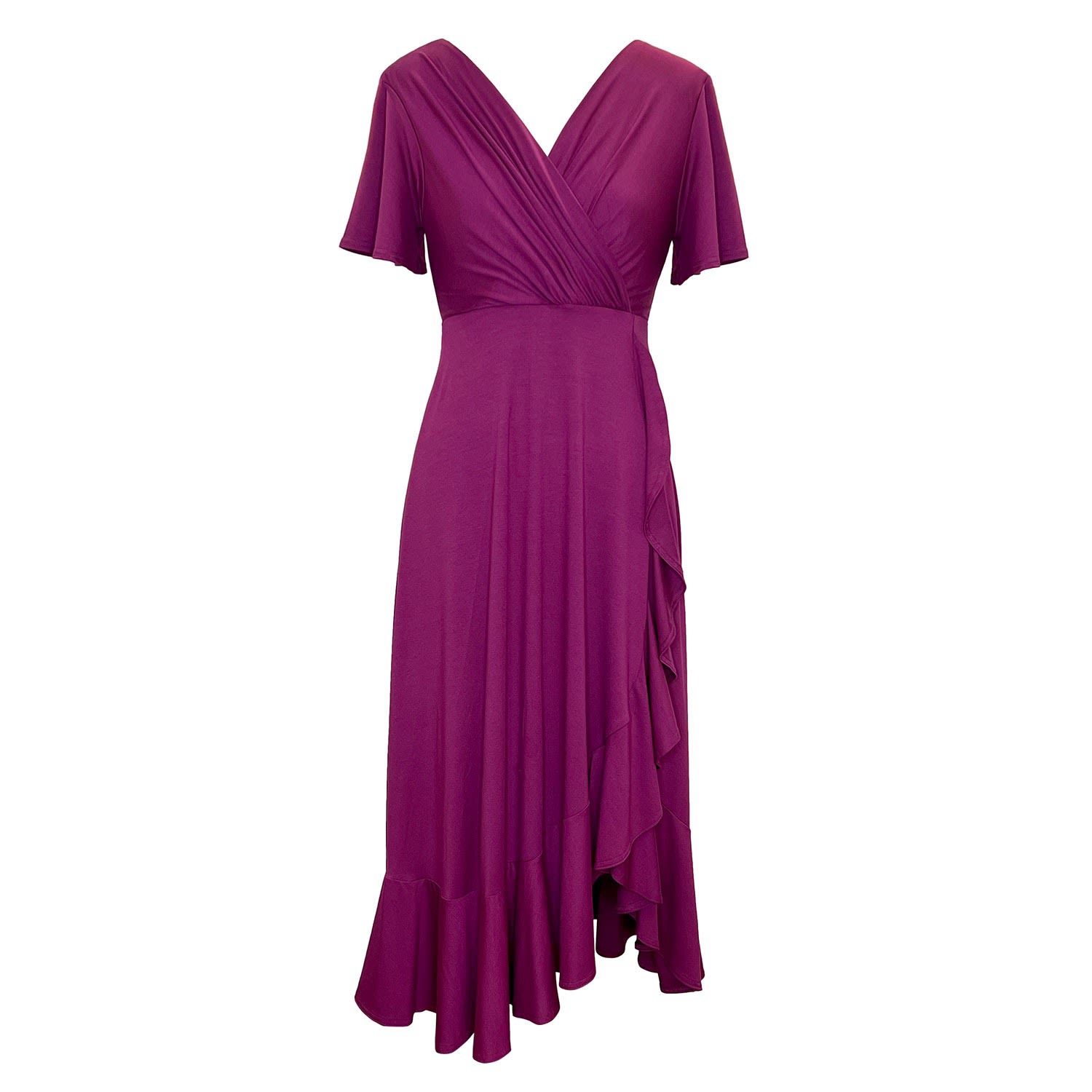 Women’s Pink / Purple Waterfall Midi Dress In Boysenberry Pink S/M Alie Street London