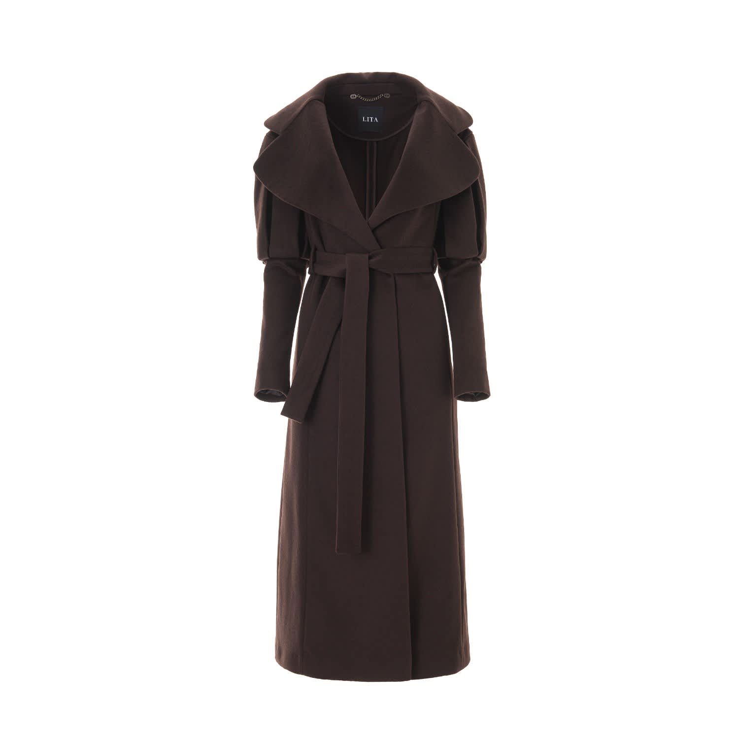Statement Trench Coat In Chocolate Brown Wool & Cashmere | LITA